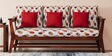 Kaveri 3 Seater Sofa In Natual & Orange Colour