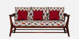 Kaveri 3 Seater Sofa In Natual & Orange Colour