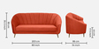 Kaylee Velvet 3 Seater Sofa In Rust Colour