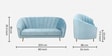 Kaylee Velvet 3 Seater Sofa In Sky Blue Colour