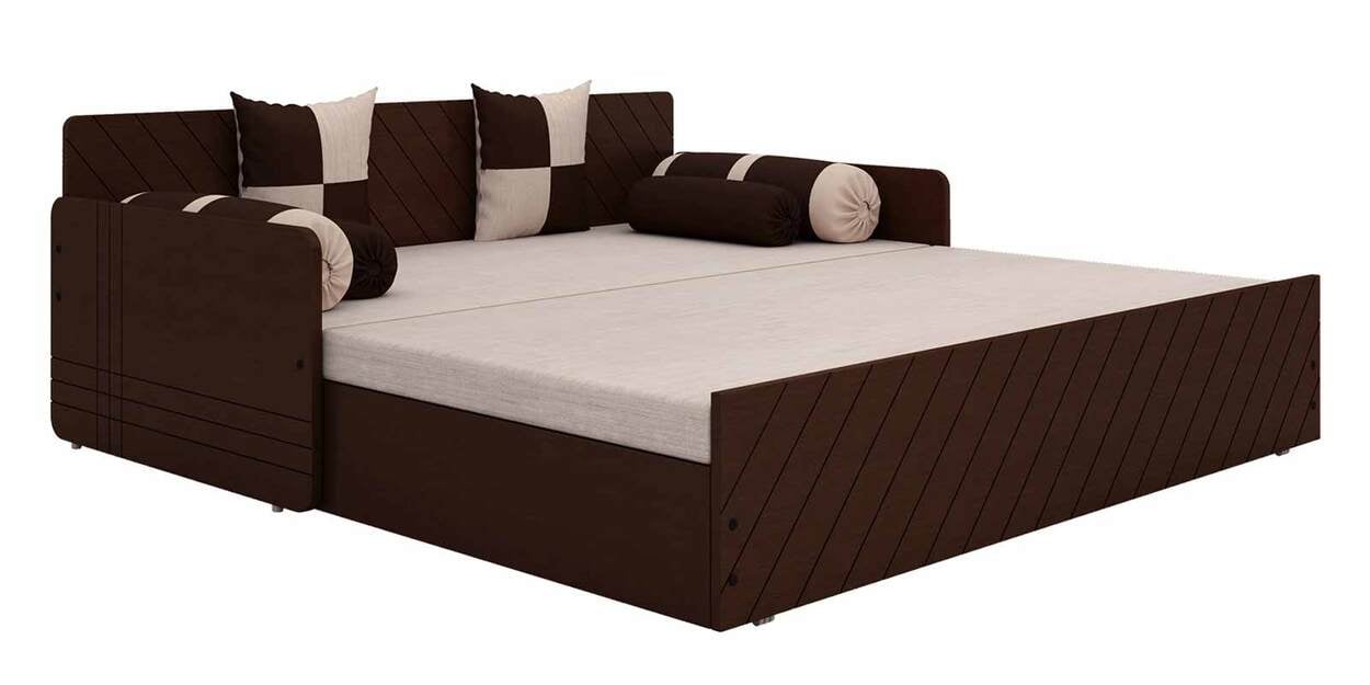 Buy Kaiden Sofa Cum Bed with Mattress in Cream Colour by Auspicious Home Online Wooden Sofa
