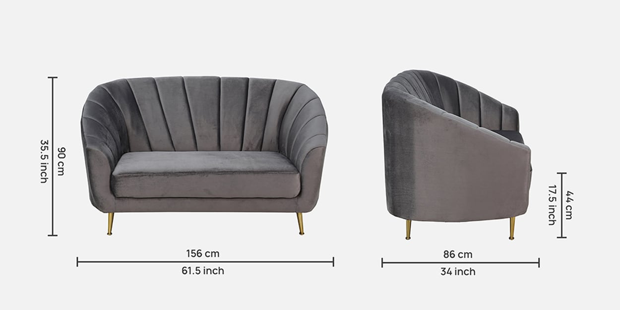 Kaylee Velvet Seater Sofa In Fossil Grey Colour