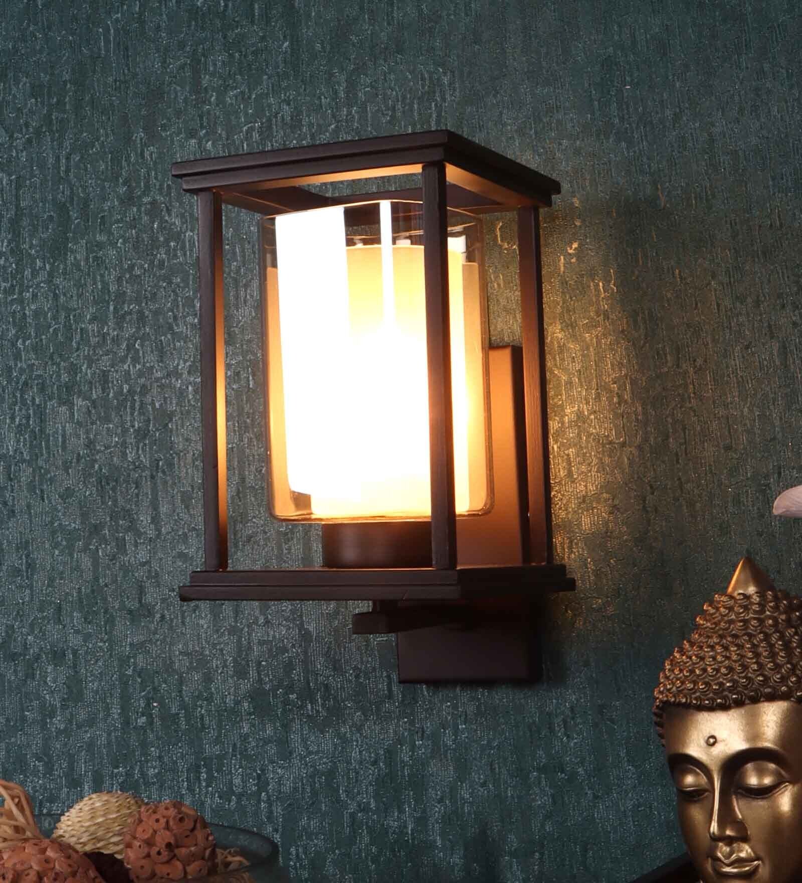 Kaaf Brown Wood and Iron Wall Light