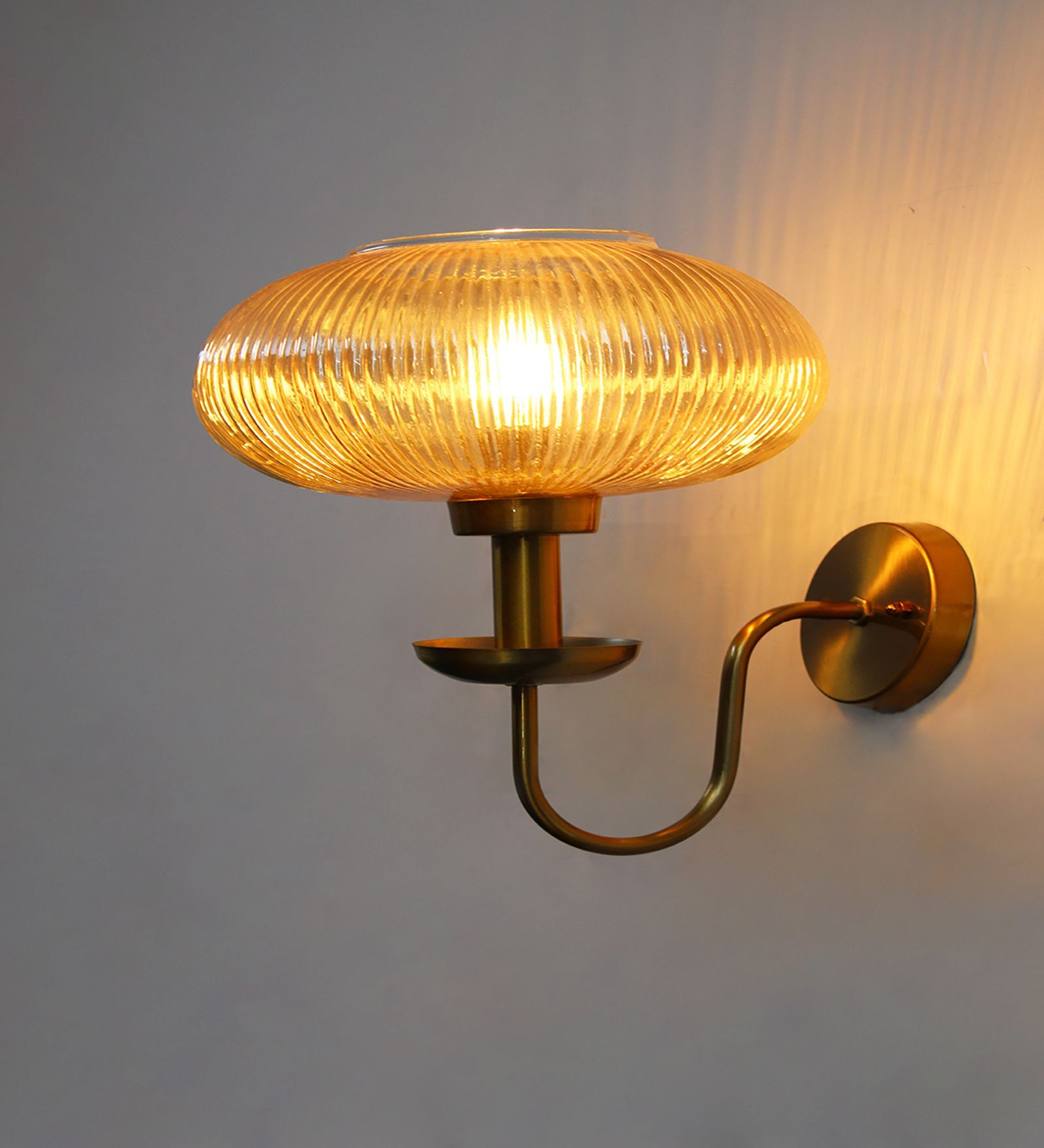 Kachori Amber Ribbed Glass Wall Lamp