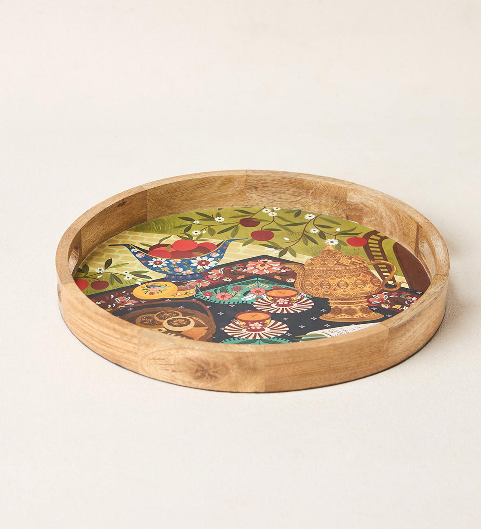 Kahwah Hour Wooden Serving Tray | Kashmir Trails