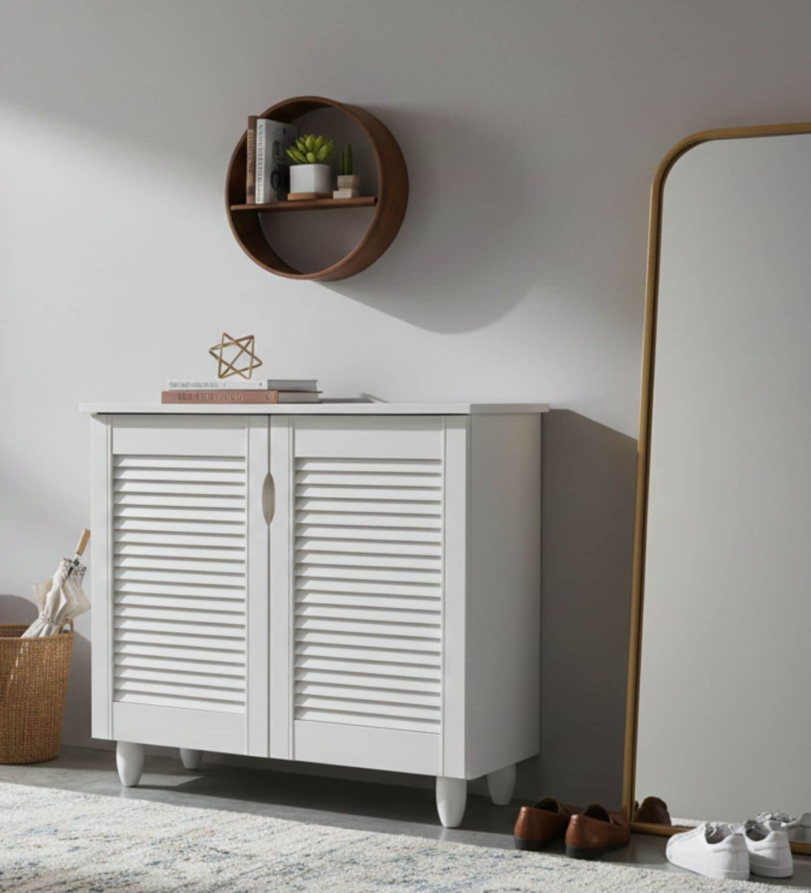 Kaira 1 Door Shoe Rack In White FInish