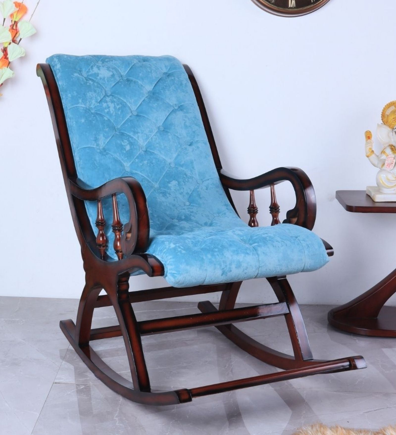 Kairo Teak Wood Rocking Chair In Brown Colour