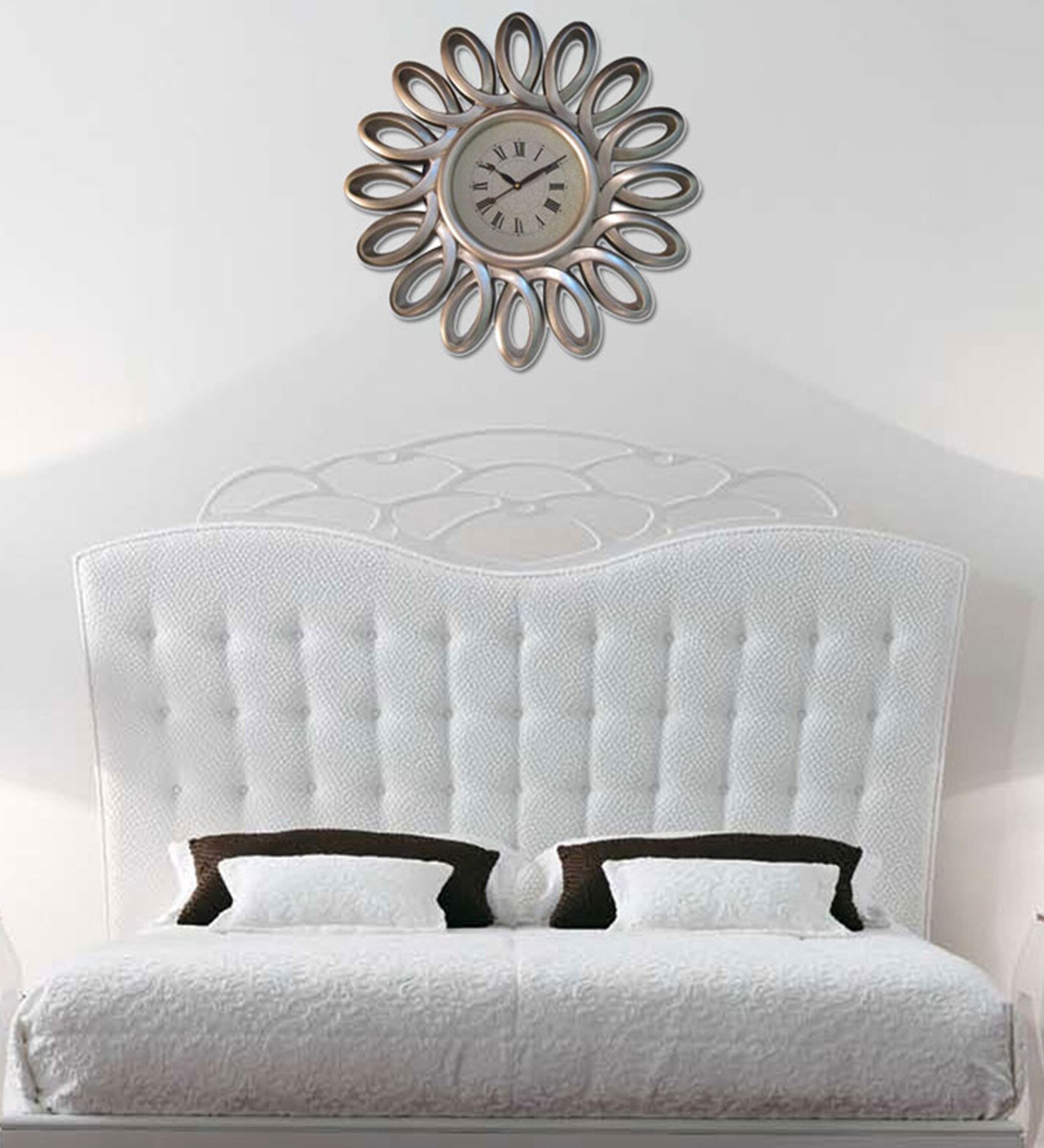 Buy Kairos Brown Resin 27 Inch Round Floral Rim Wall Clock Online Novelty Wall Clocks