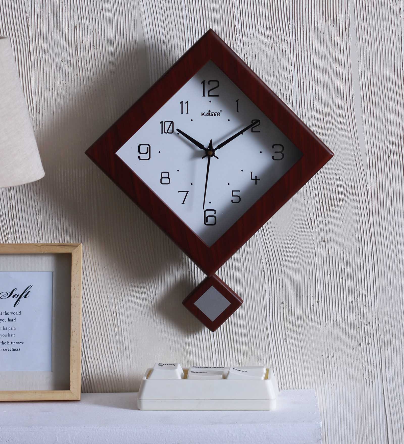 Brown Solid Wood Analog Pendulum Clock