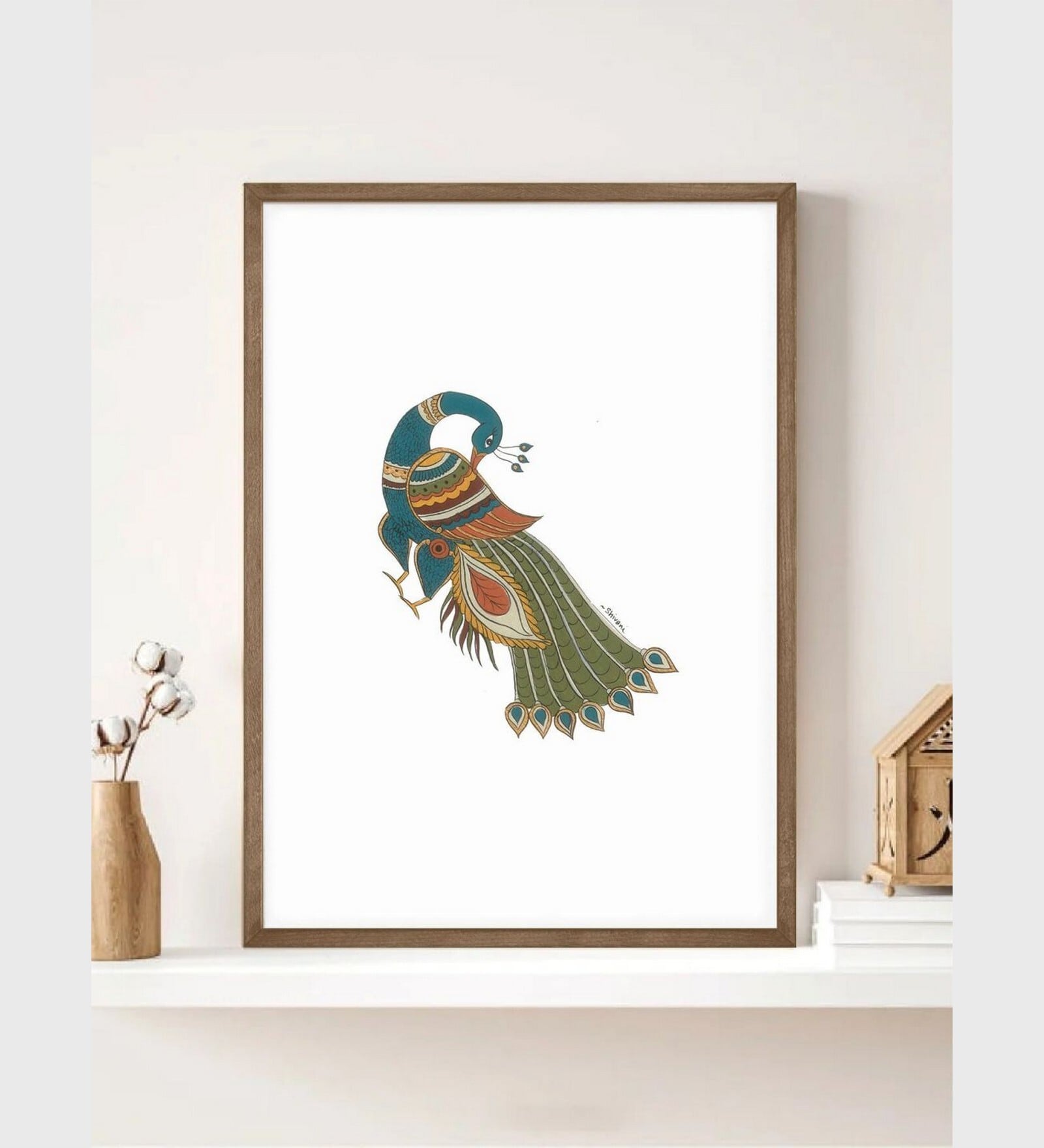 Kalamkari Peacock Wall Art