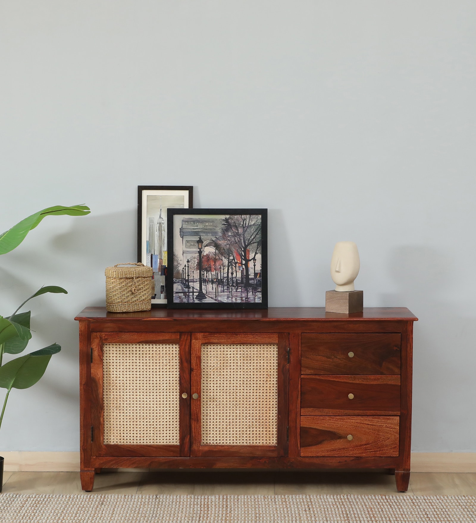 Kalki Sheesham Wood Sideboard in  Honey Oak Finish