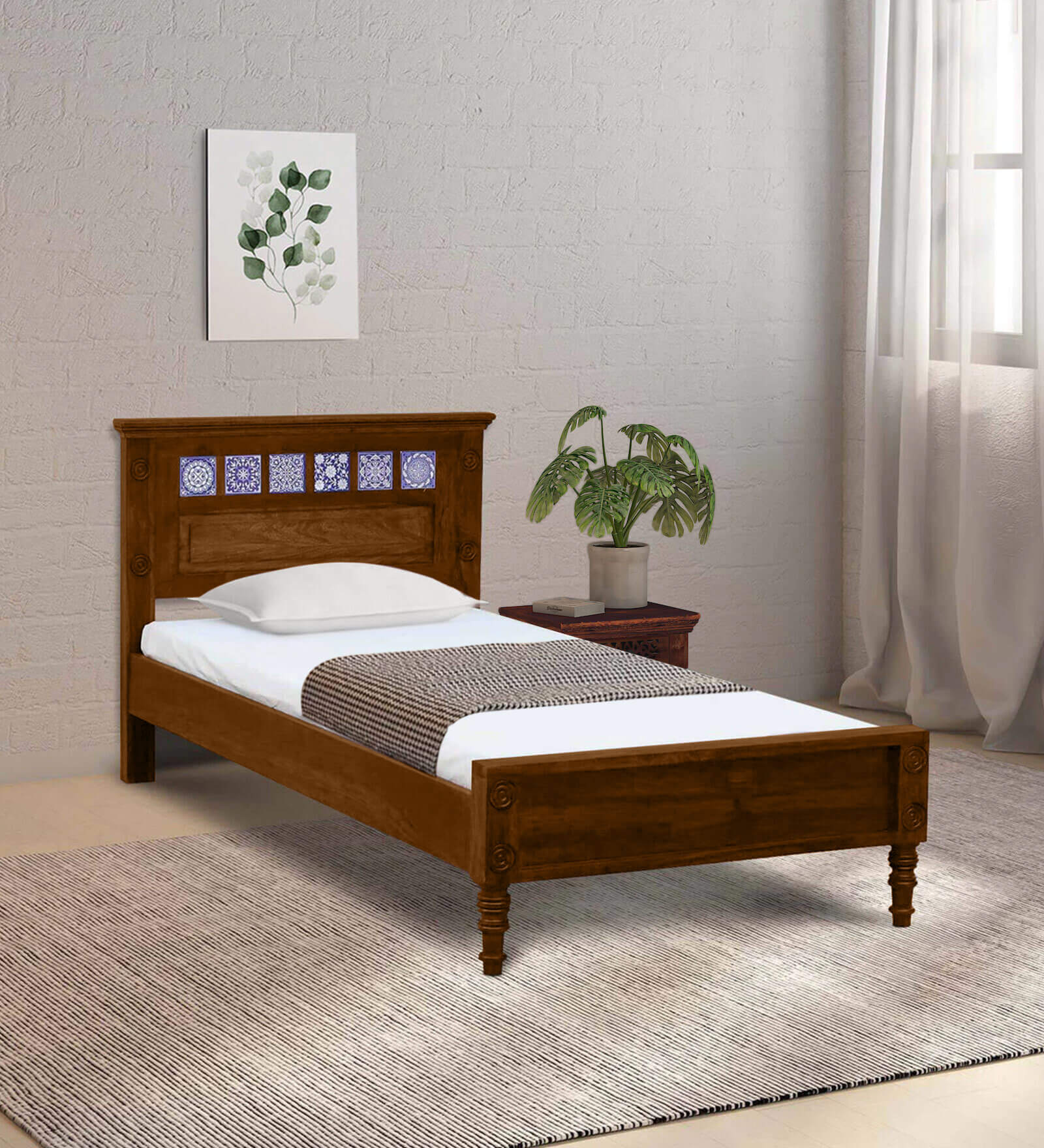 Buy Kamchini Sheesham Wood Single Bed In Scratch Resistant Provincial