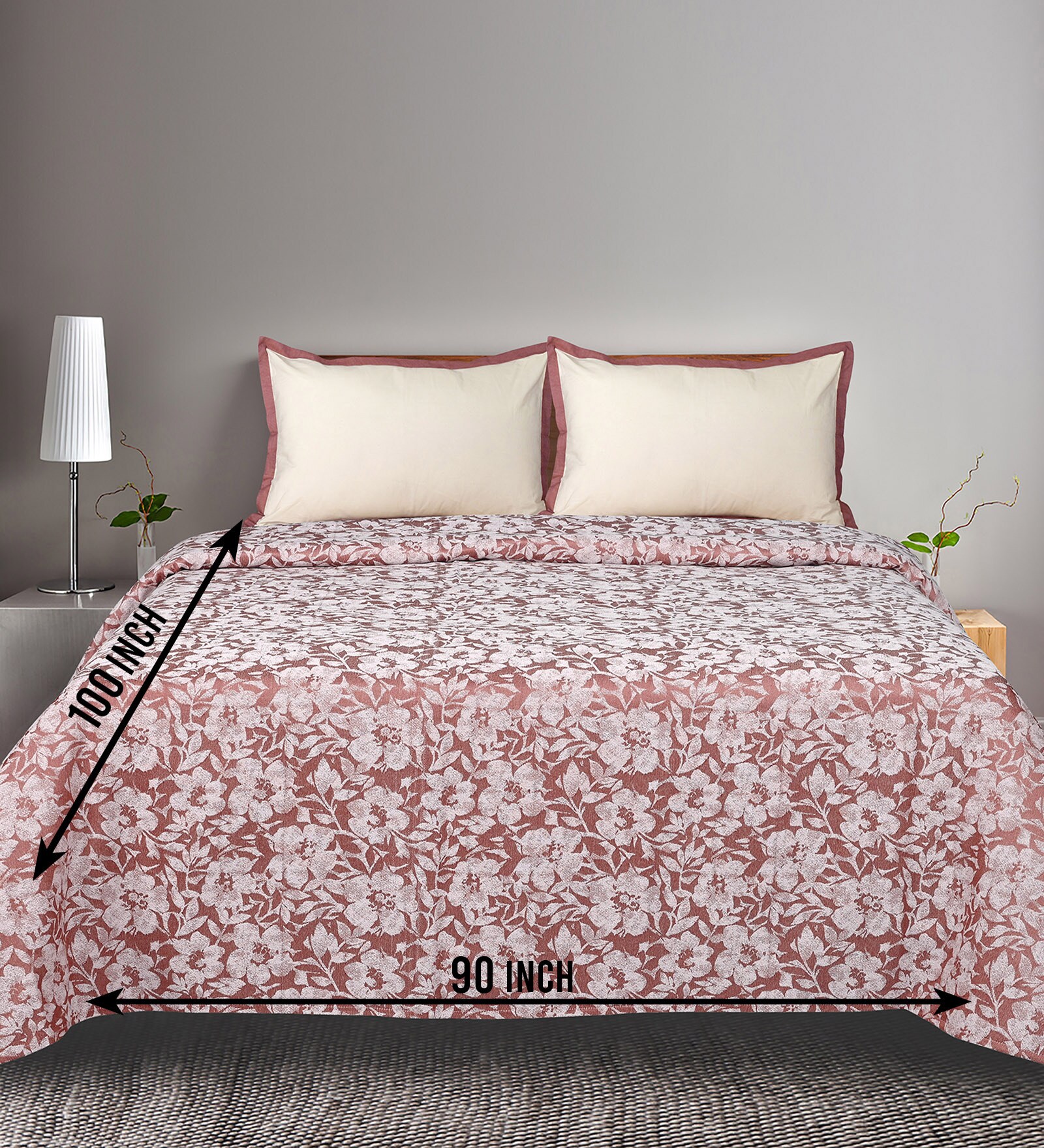 Purple Kanan Cotton Floral Breathable & Queen Size Bedsheet With 2 Pillow Covers