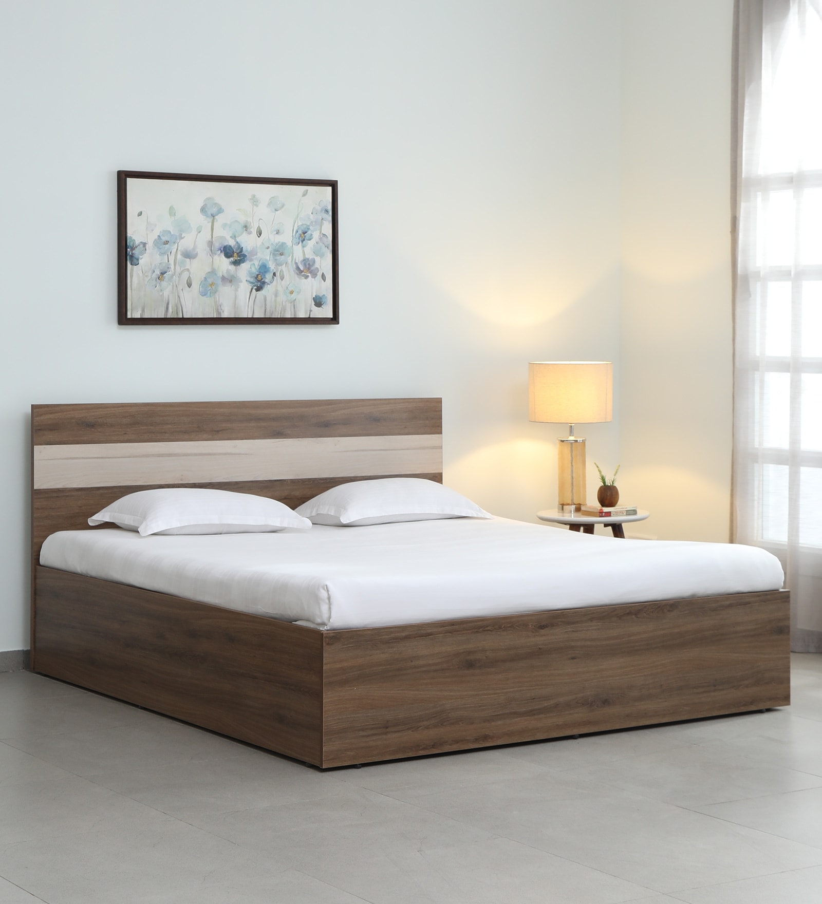 Kane King Size Bed in Oak Finish with Box Storage