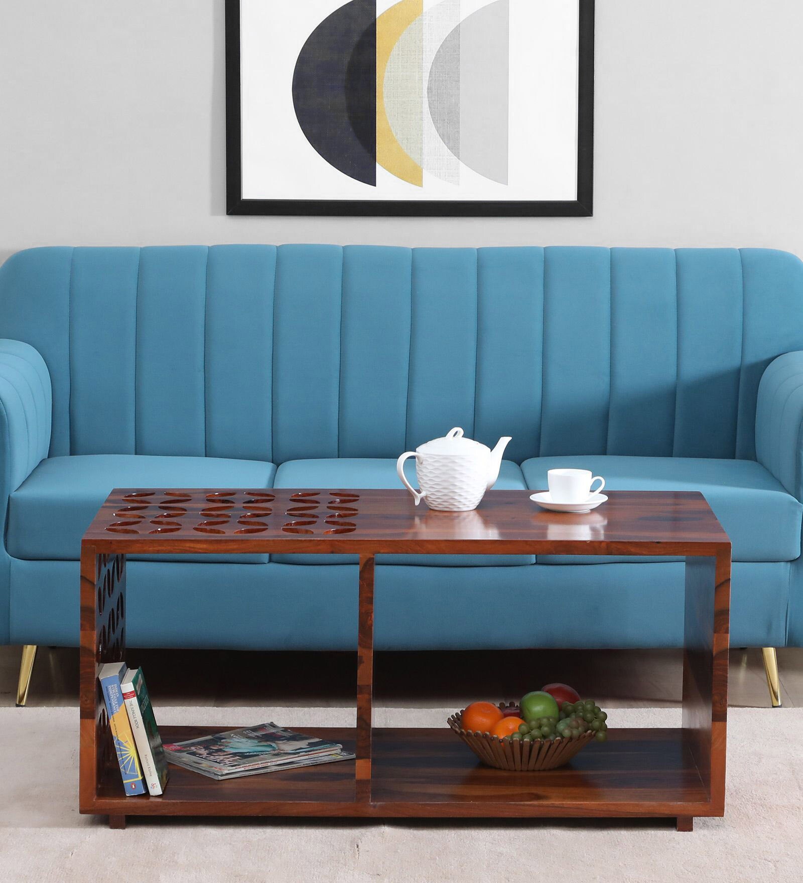 Kapi Sheesham Wood Coffee Table in Light Honey Finish