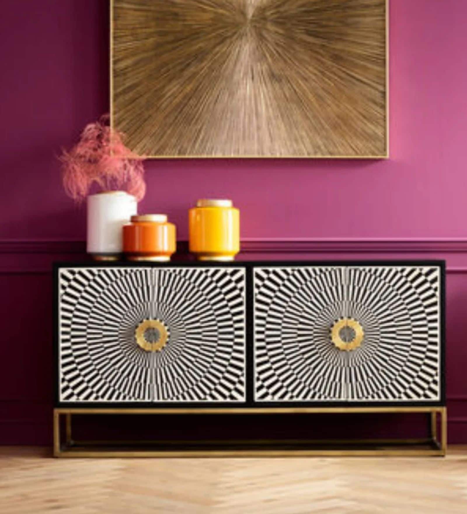 Kara Bone Inlay Sideboard Cabinet In Mother of Pearl Finish