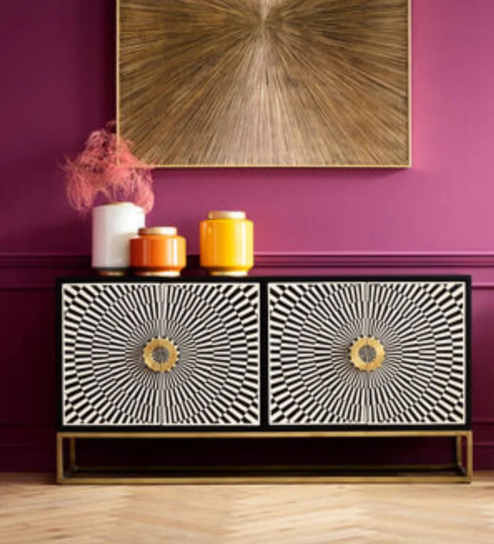 Kara Bone Inlay Sideboard Cabinet