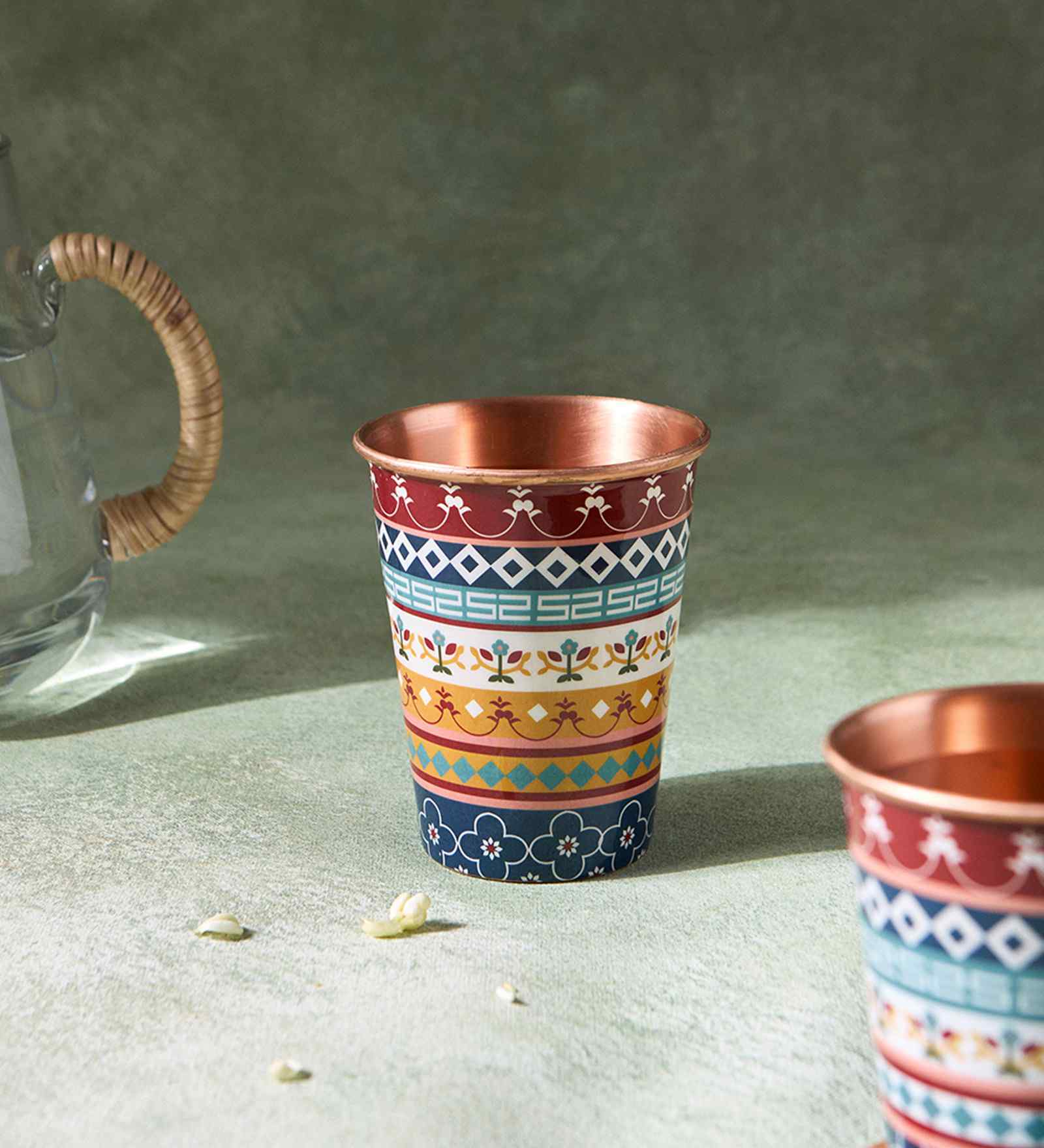 Karaikudi Tiles Copper Tumbler, Large