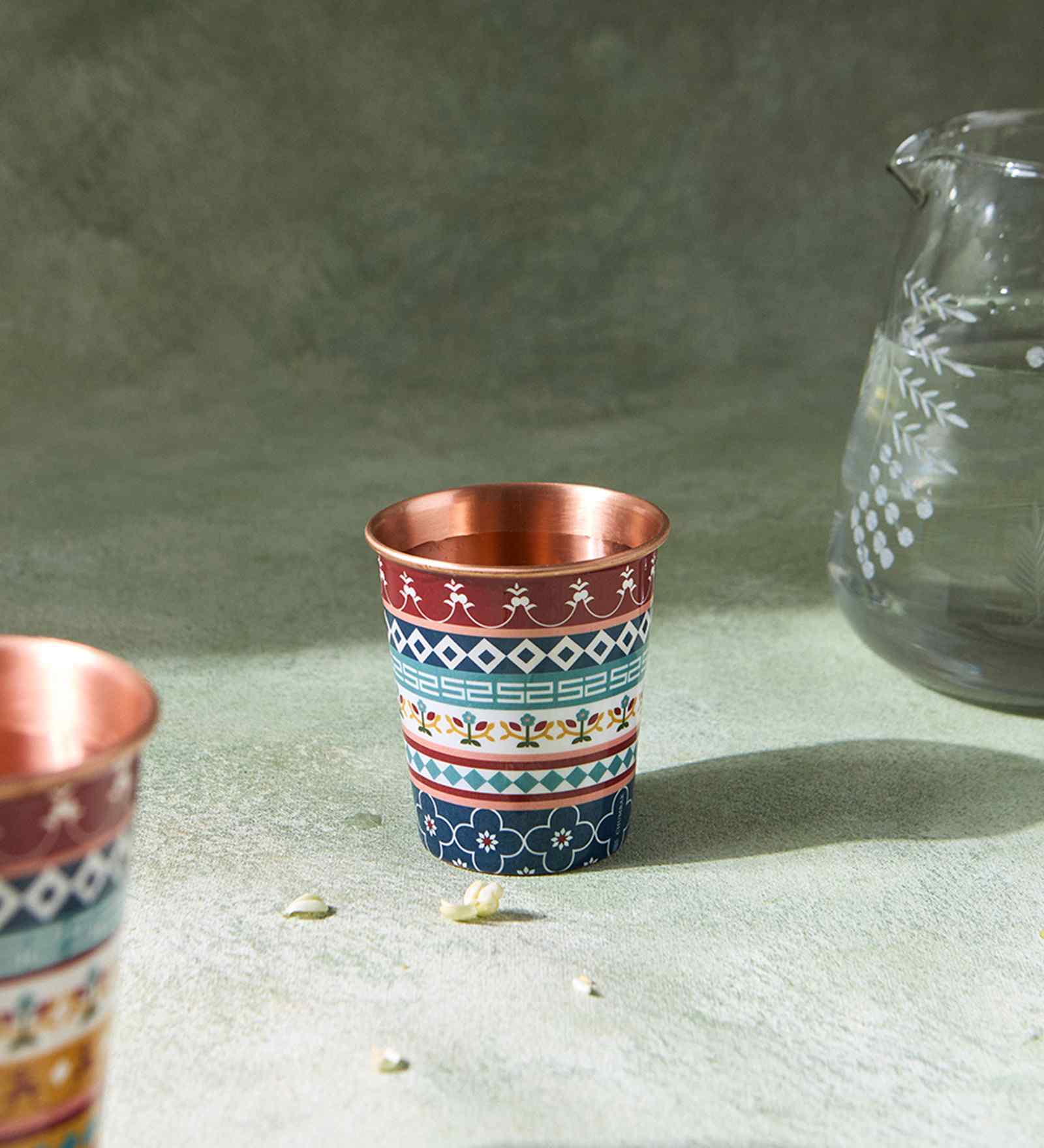 Karaikudi Tiles Copper Tumbler, Small