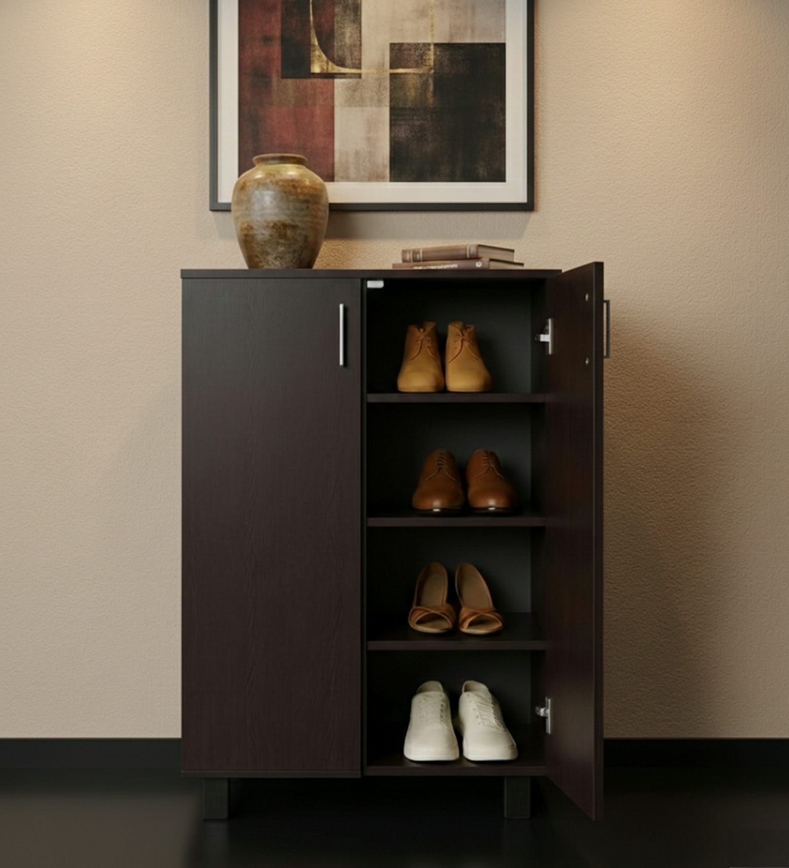 Karatsu 2 Door Shoe Cabinet in Wenge Finish