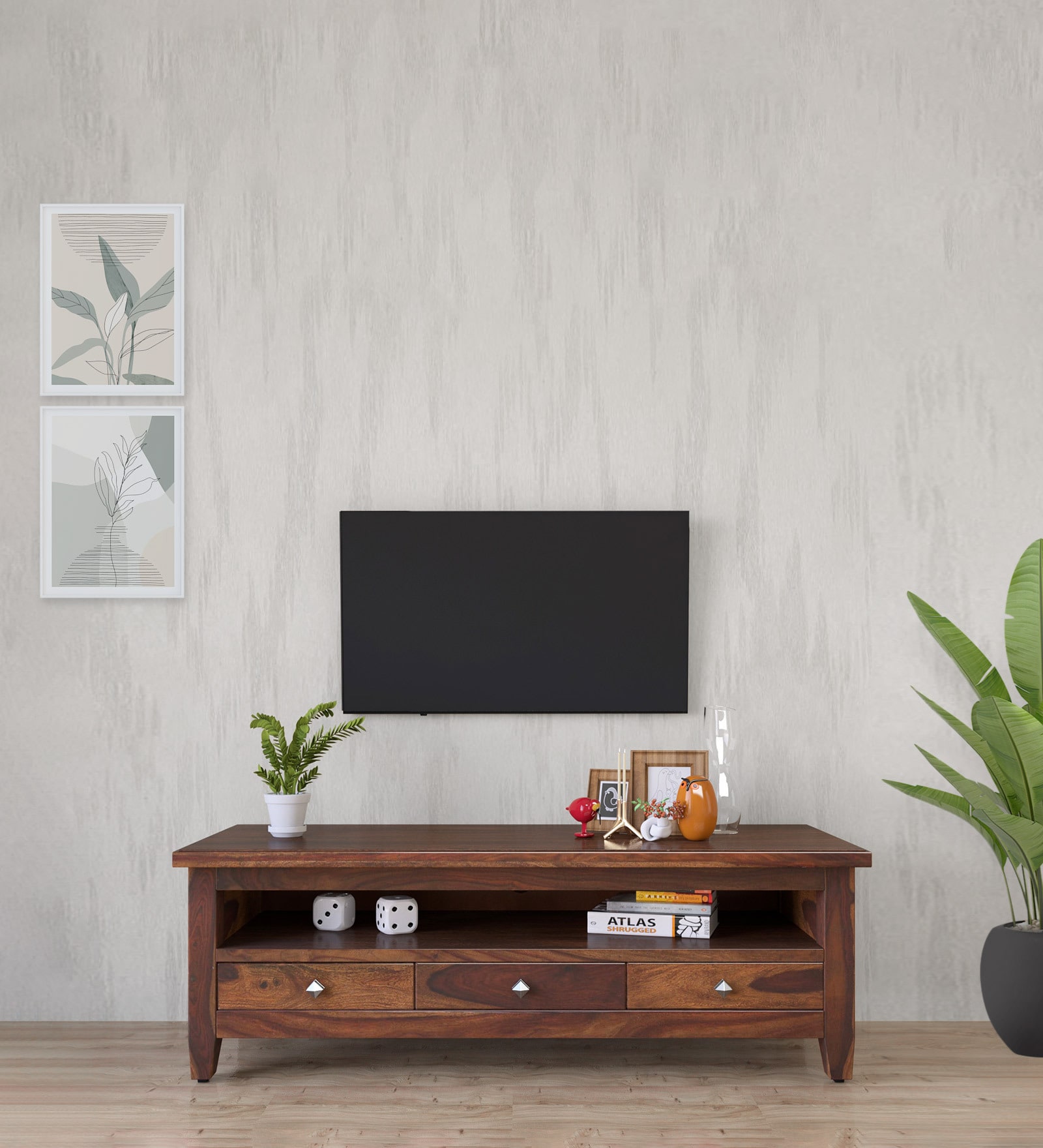 Karl Sheesham Wood TV Console in Scratch Resistant Provincial Teak Finish For TVs Up To 55" Karl Sheesham Wood TV Console in Scratch Resistant Provincial Teak Finish For TVs Up To 55"