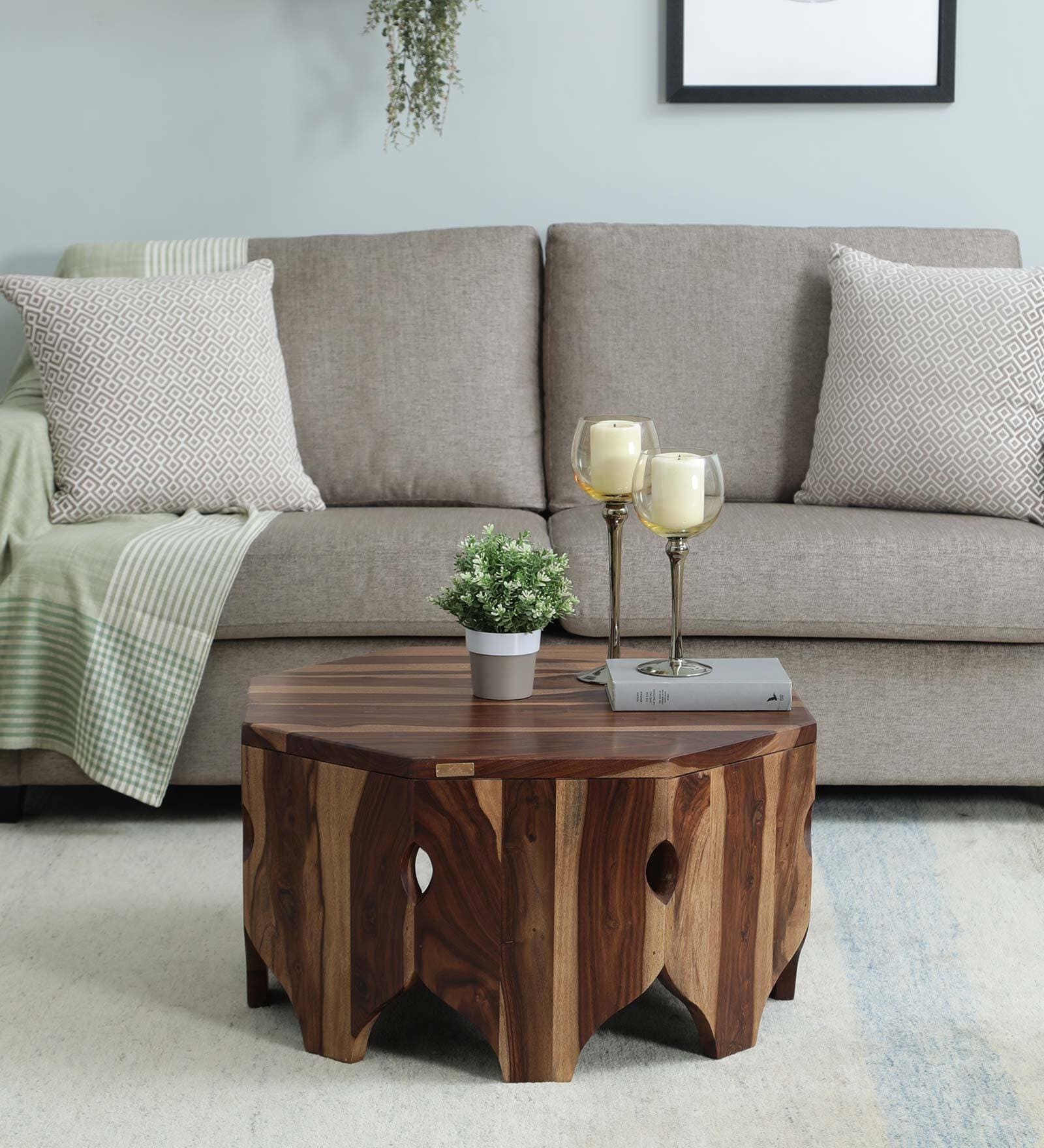Buy Damayanti Sheesham Wood Coffee Table in Scratch Resistant Rustic