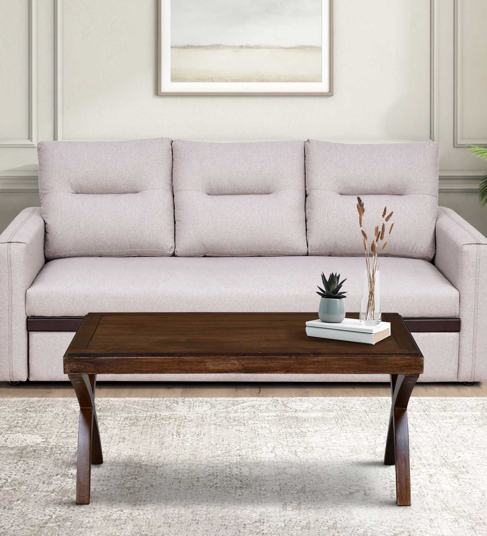 Karla Solid Wood Coffee Table in Sun Walnut Finish