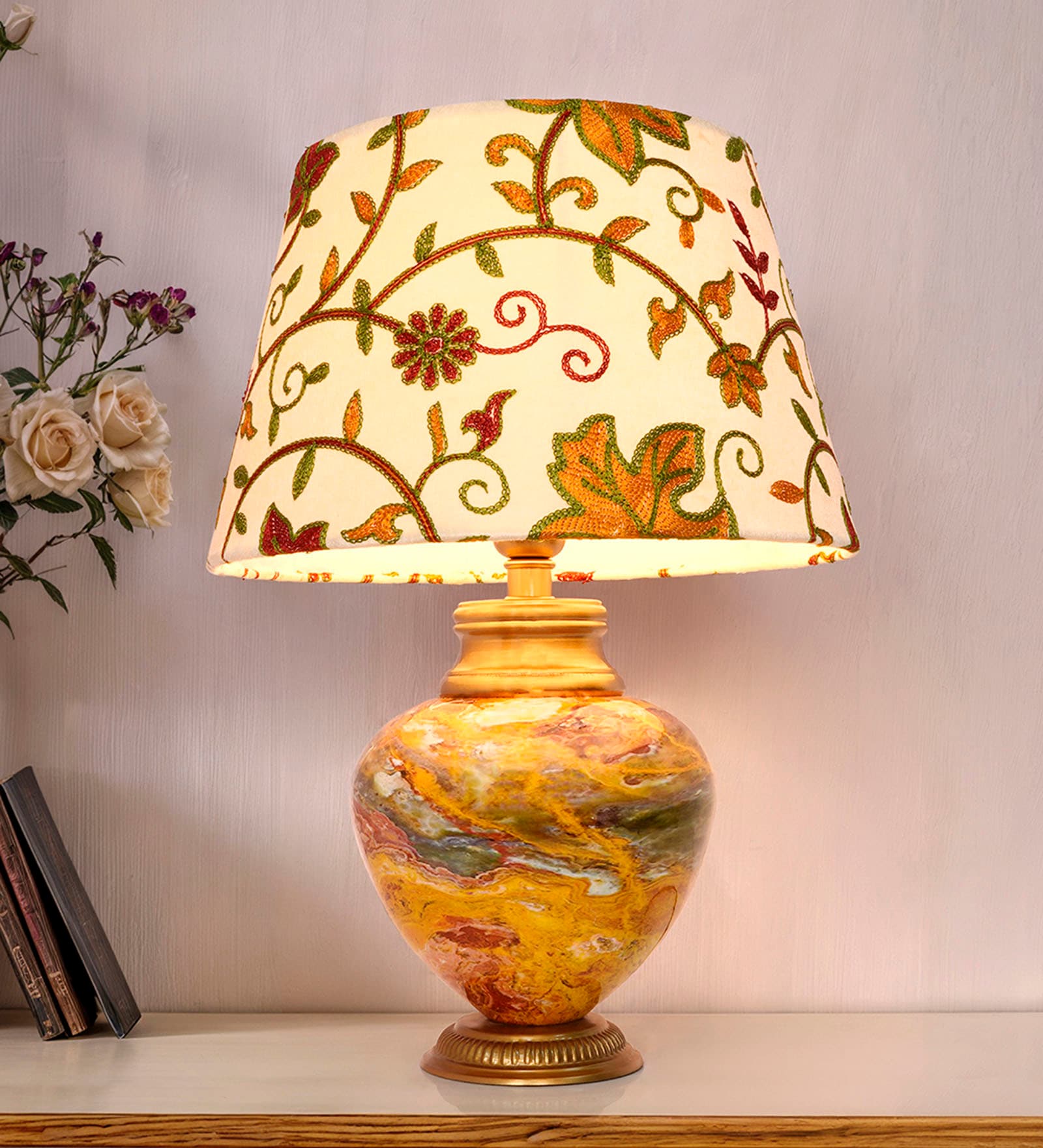 Kashmiri Embroidered Shade Table Lamp