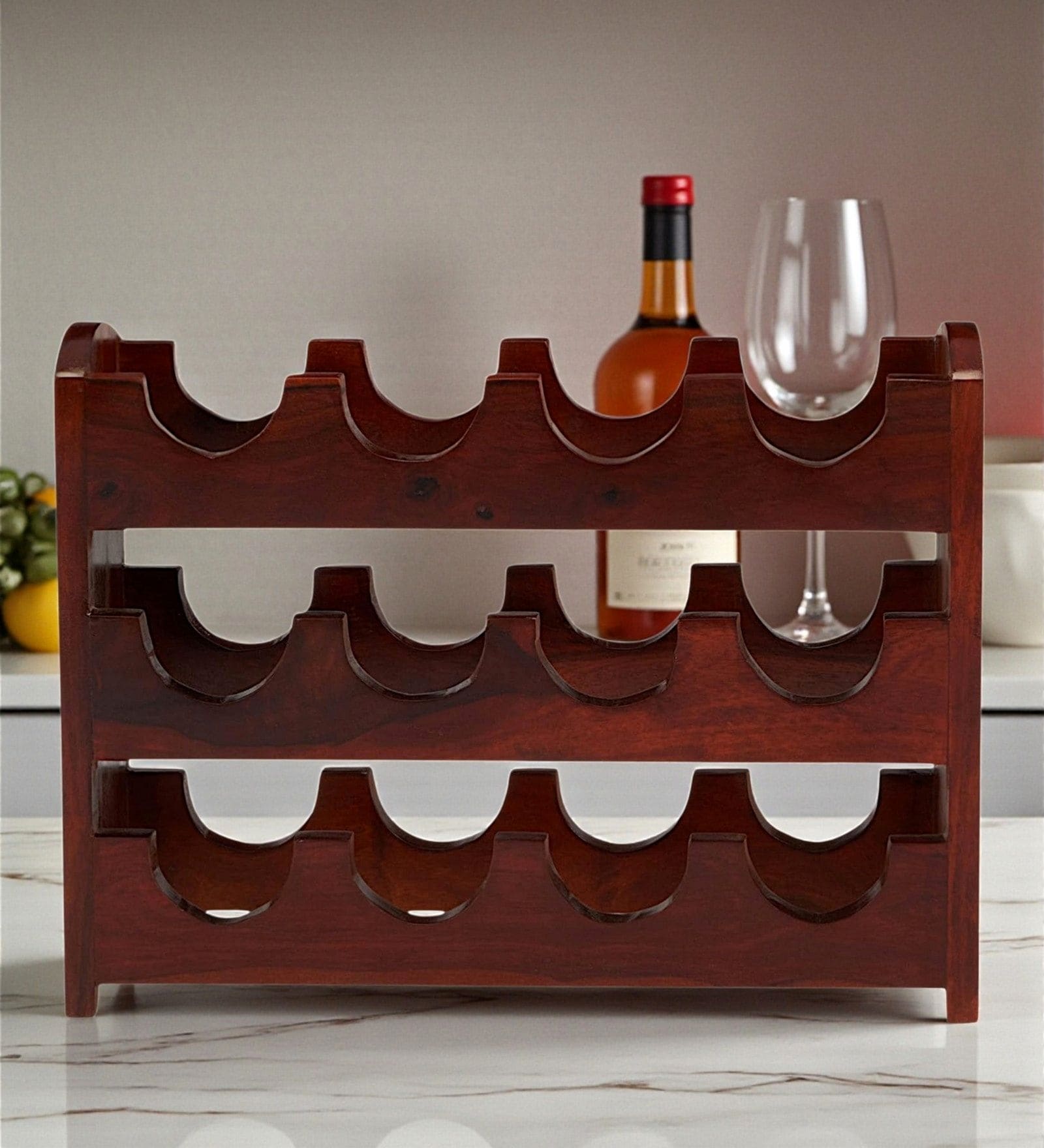 Kassel 12 Bottle Wine Rack In Honey Finish