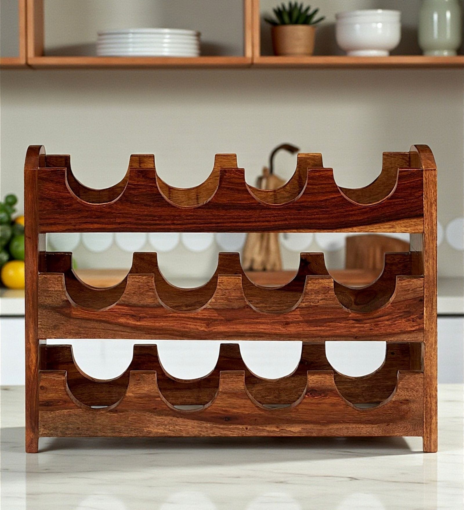 Kassel 12 Bottle Wine Rack In Natural Teak Finish