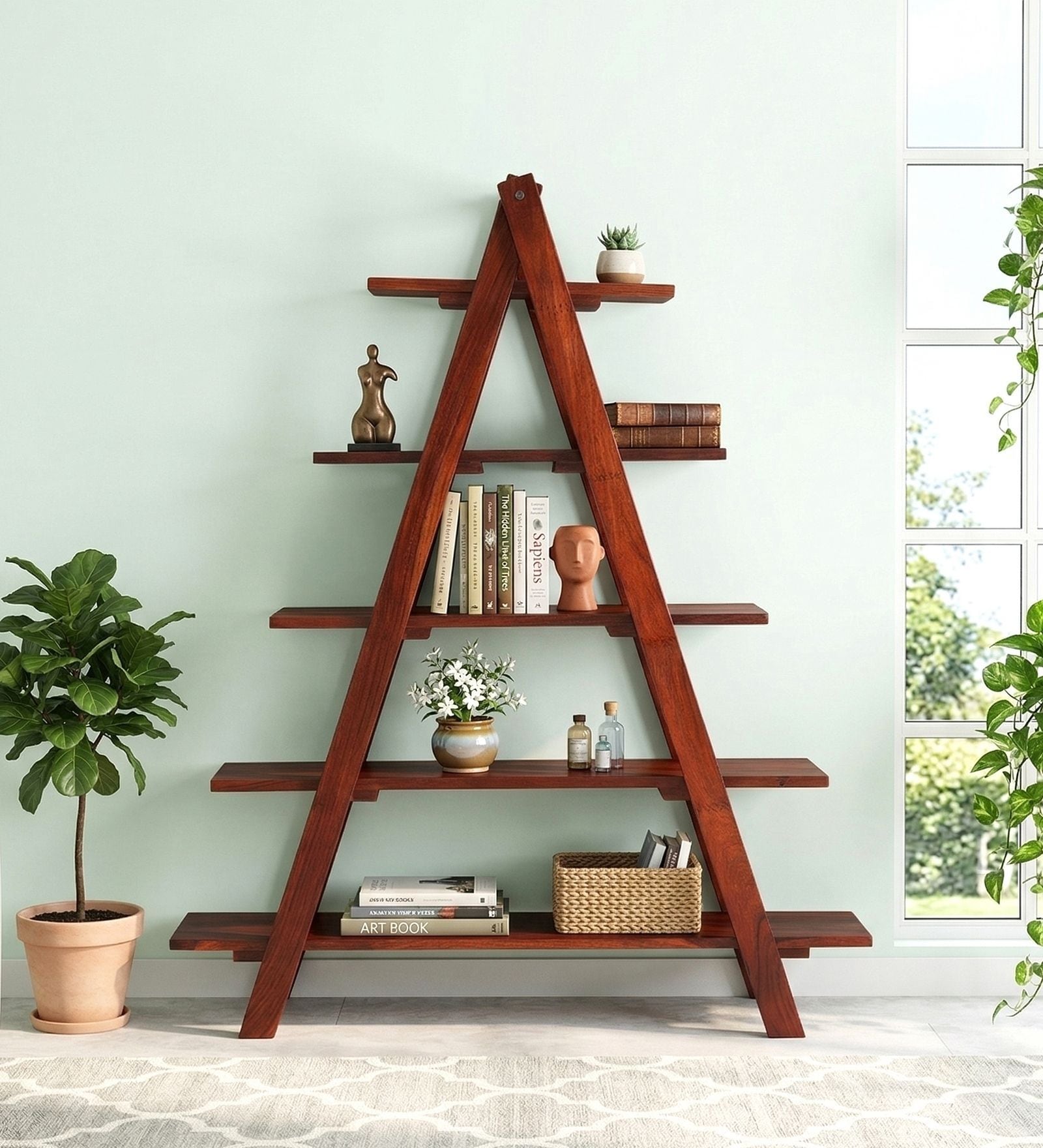 Kassel Accent Bookshelf Showcases Display Unit In Honey Finish