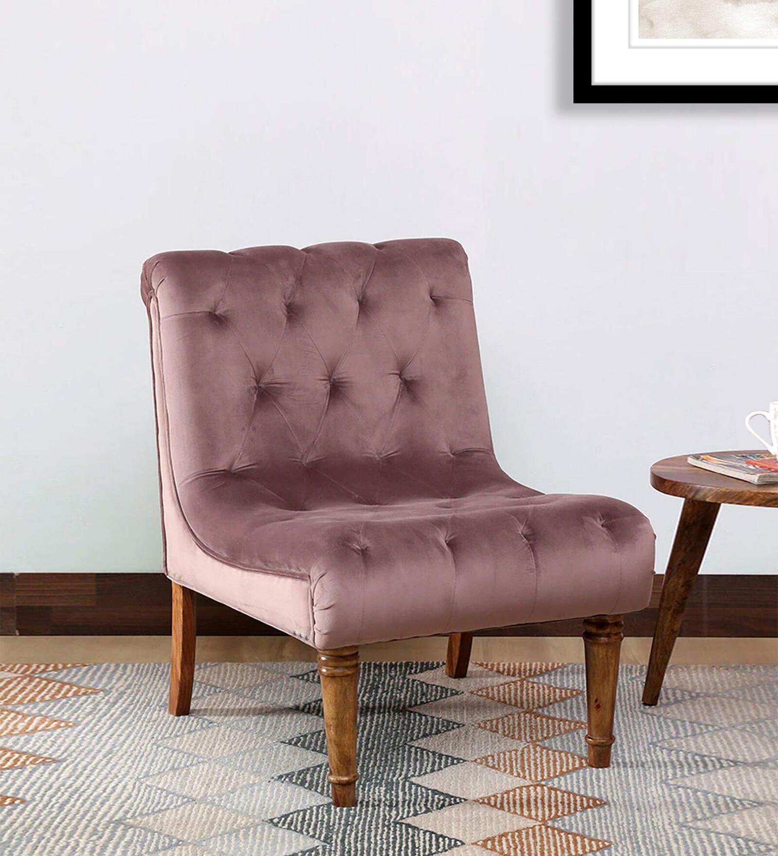 Birkhill Fabric Slipper Chair In Provincial Teak Finish