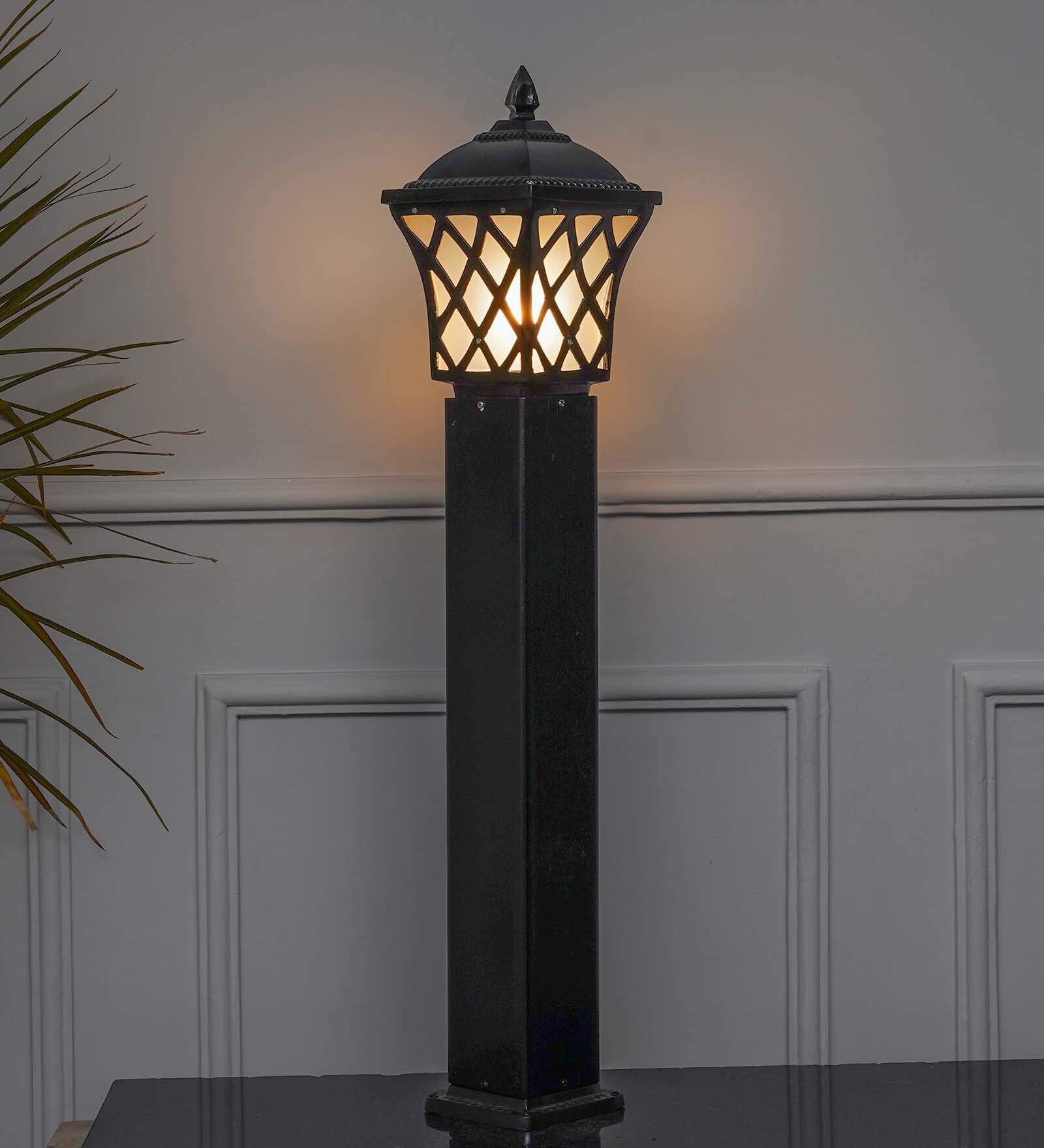 Katowice Single Light Outdoor Bollard Light In Black Finish