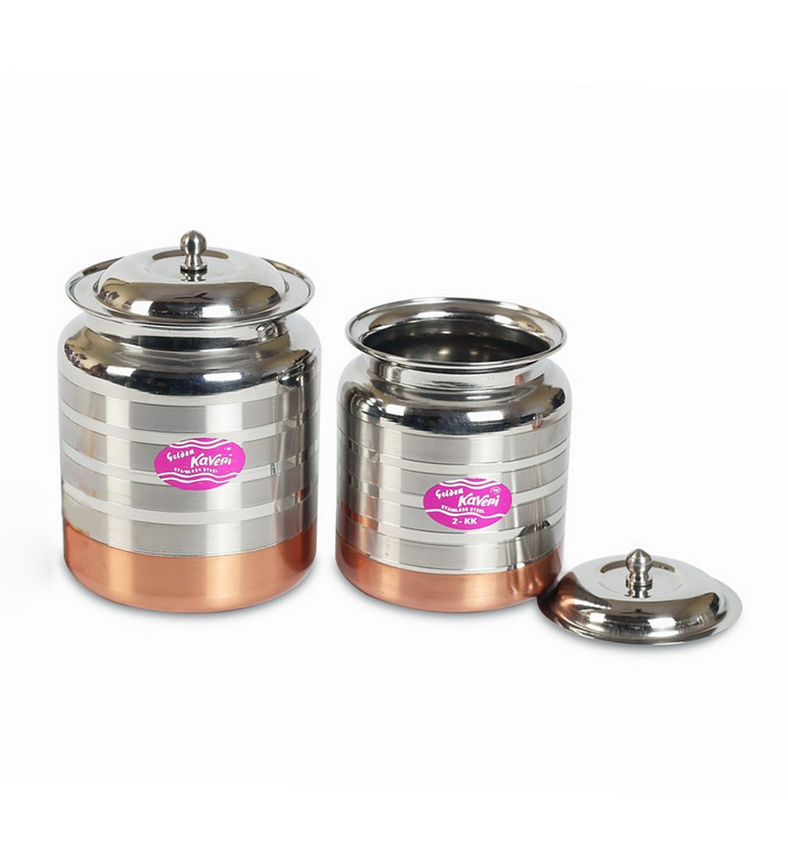 Buy 450ml, 600ml Stainless Steel Oil & Ghee Container , Set of 2 By