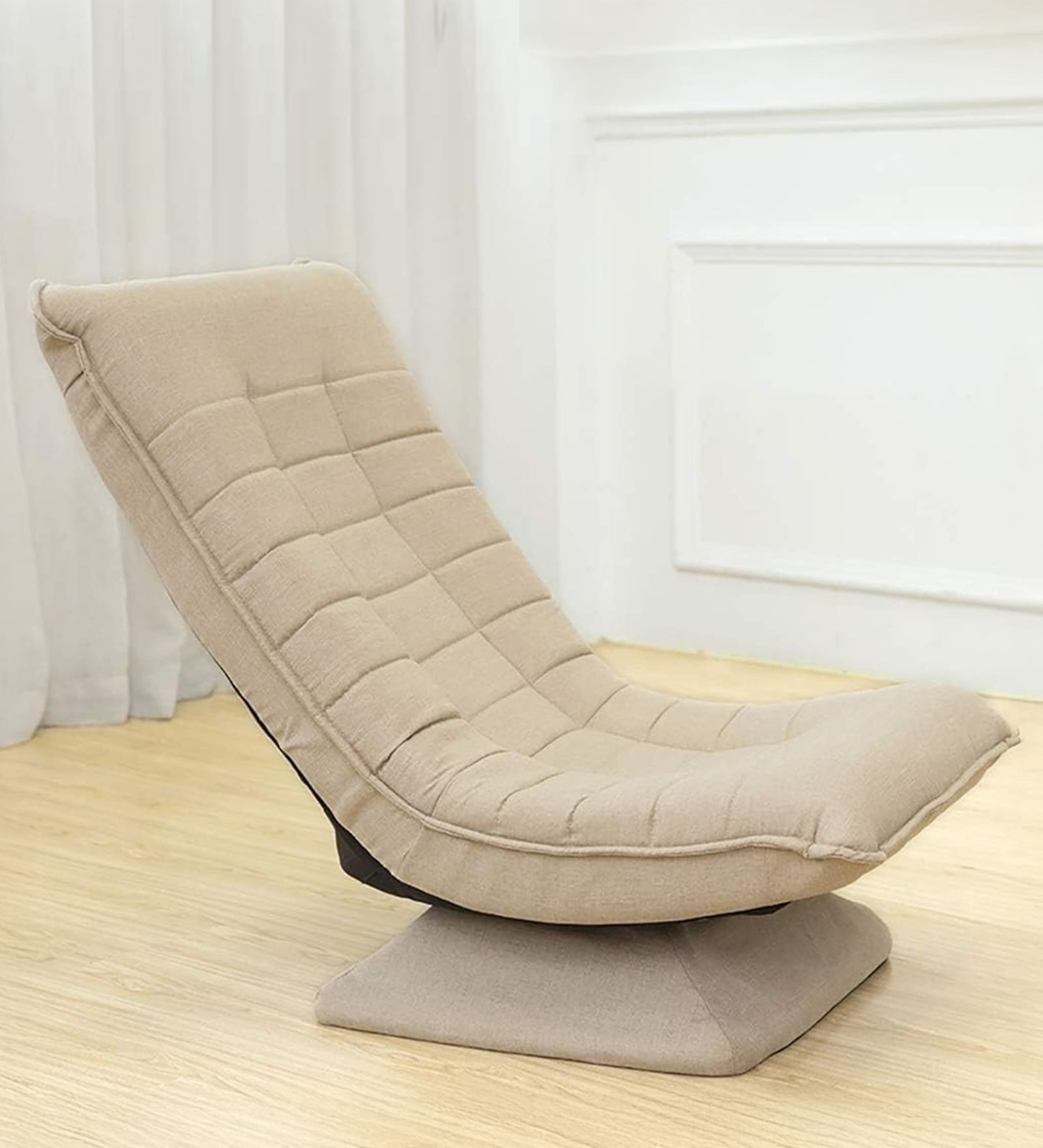  Nirvana Moon Fabric Swivel Chair With 360 Degree Rotation In Beige Colour
