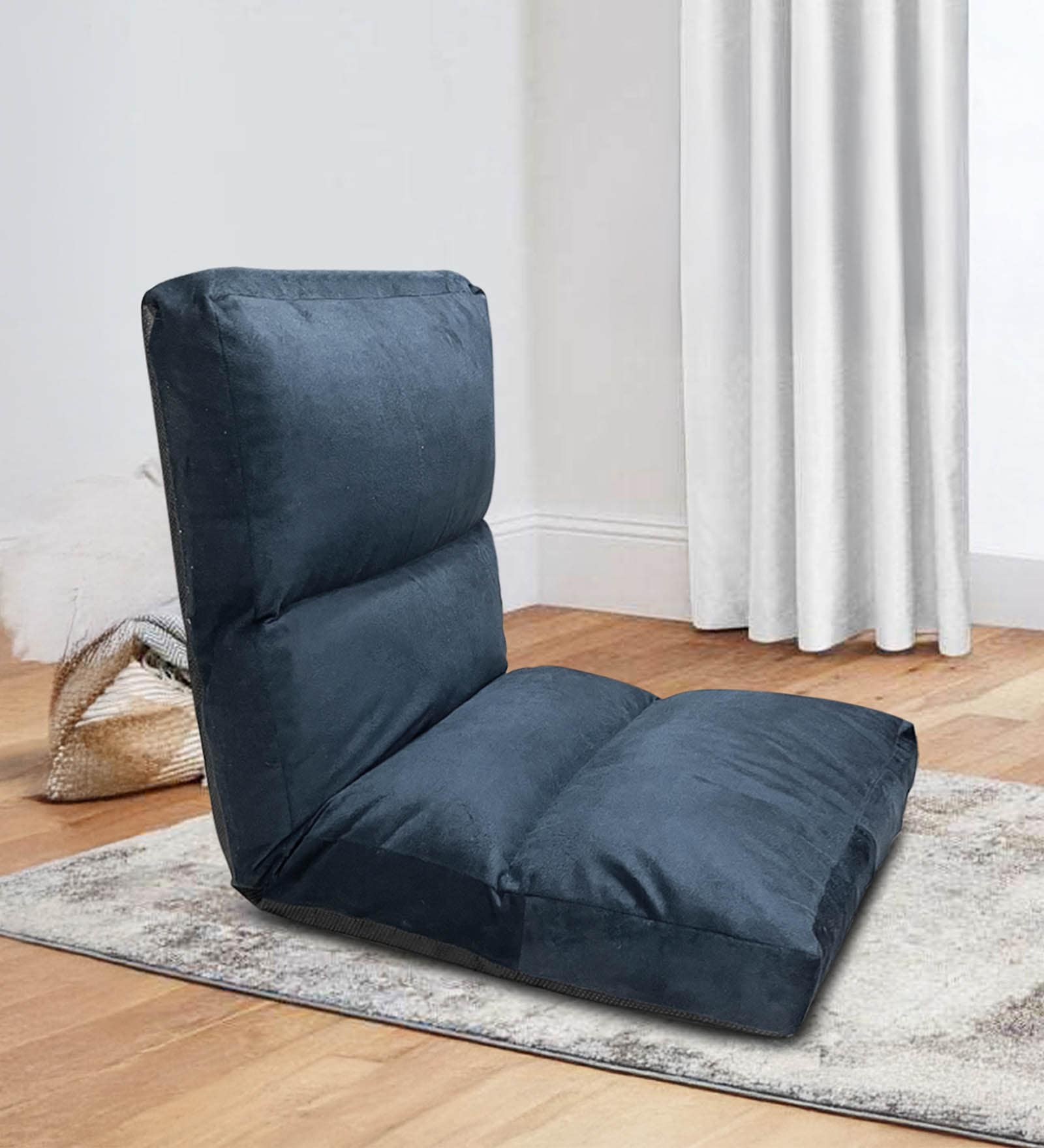 Reclining Cushion Fabric Lounge Chair With Adjustable Back Support In Grey Colour Reclining Cushion Fabric Lounge Chair With Adjustable Back Support In Grey Colour