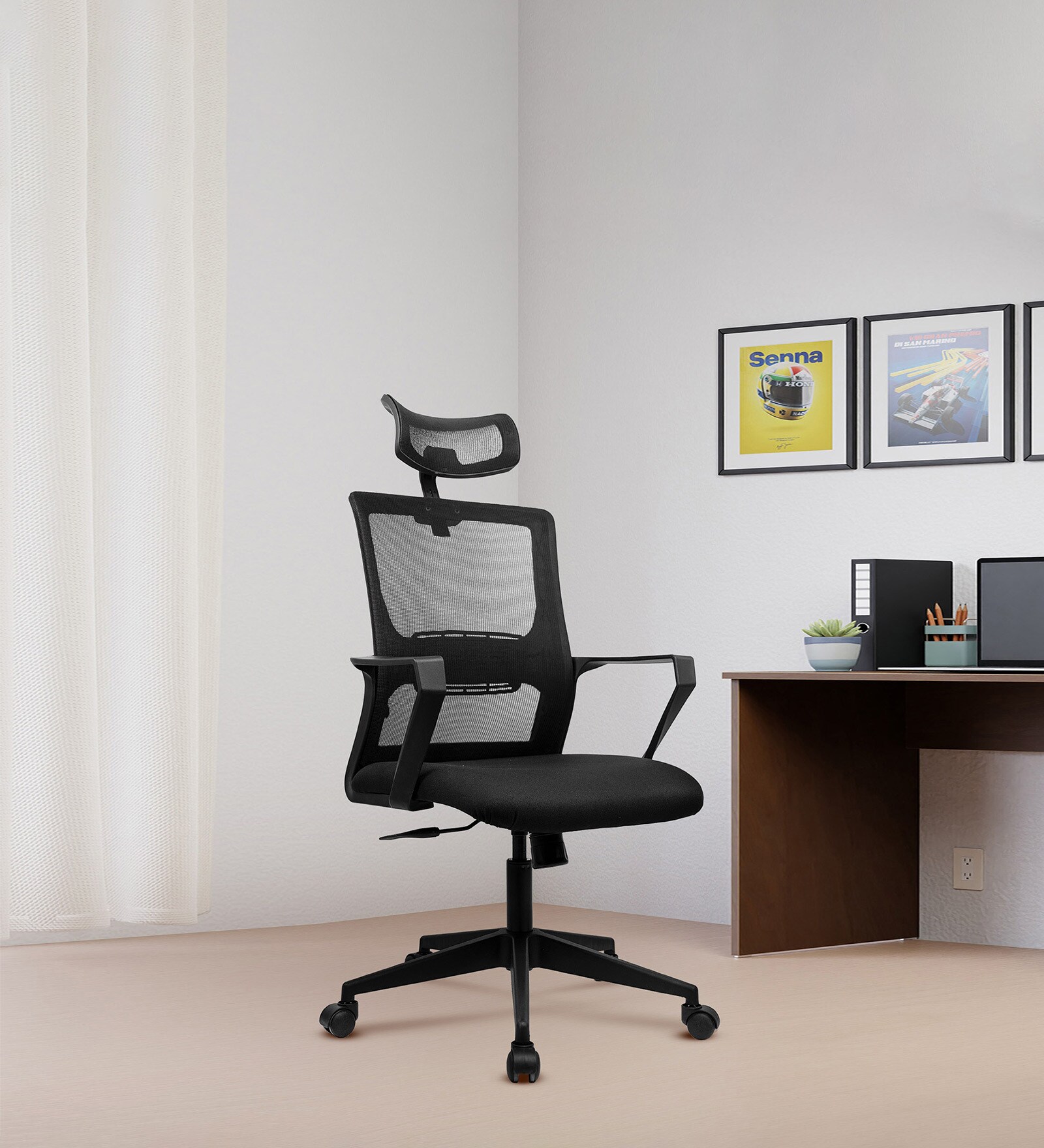 Kaya  Breathable Mesh Ergonomic Chair In Black Colour
