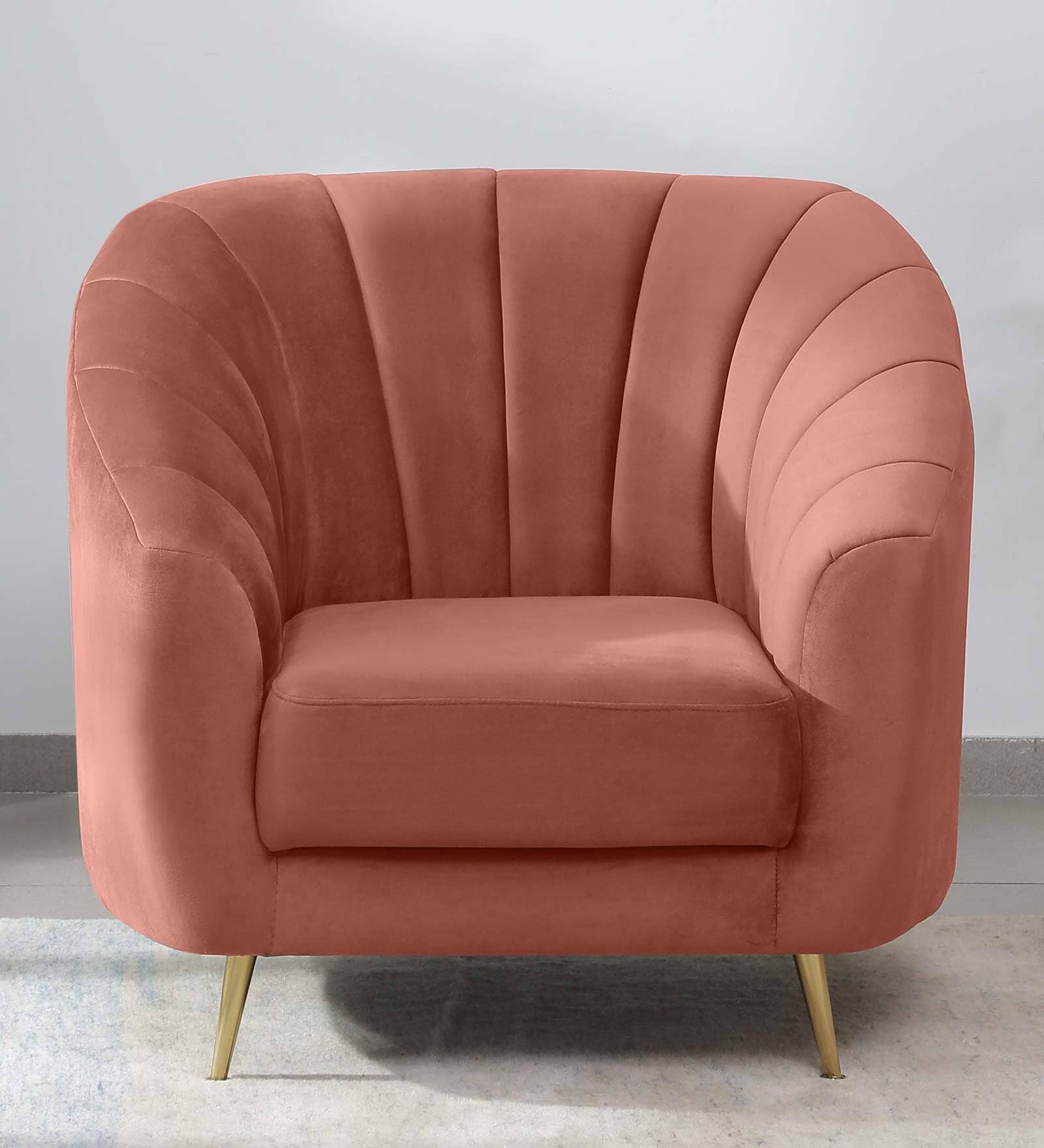 Kaylee Velvet 1 Seater Sofa In Blush Pink Colour Kaylee Velvet 1 Seater Sofa In Blush Pink Colour