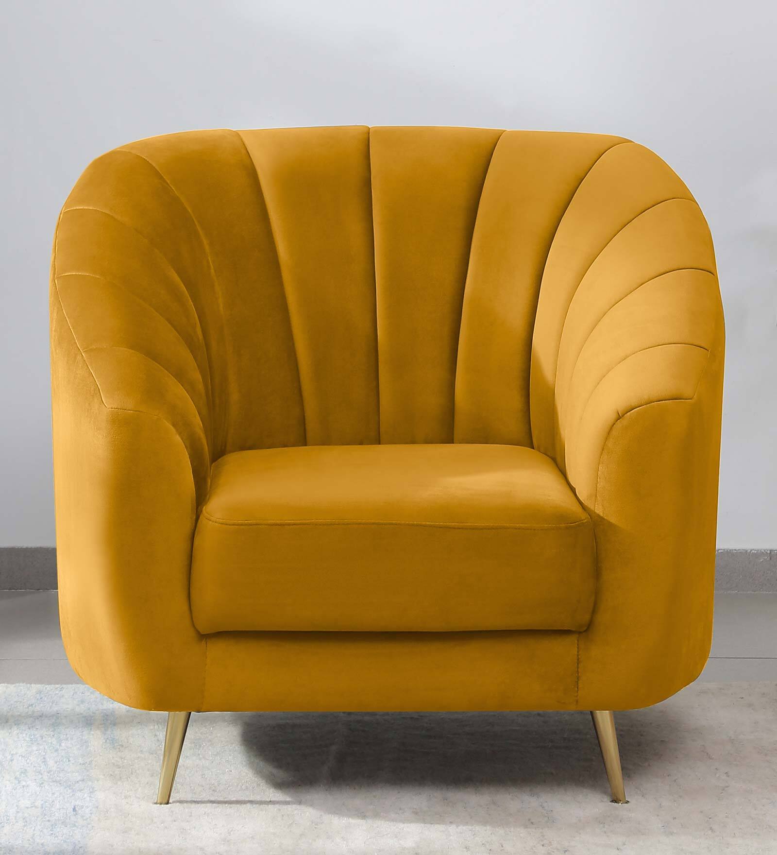 Buy Kaylee Velvet 1 Seater Sofa In Mustard Yellow Colour at 13 OFF by Casacraft from Pepperfry