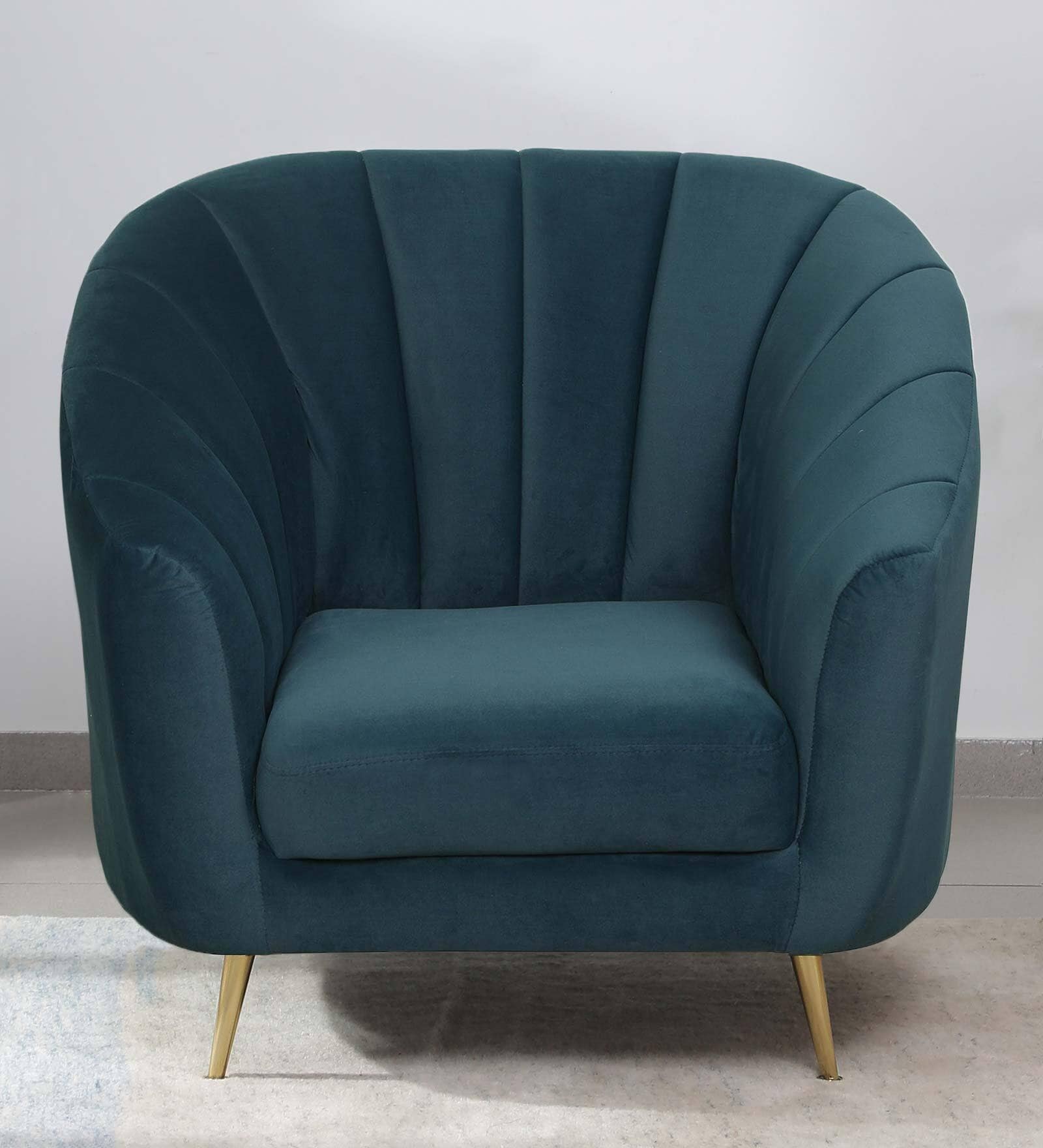 Kaylee Velvet 1 Seater Sofa In Teal Blue Colour Kaylee Velvet 1 Seater Sofa In Teal Blue Colour