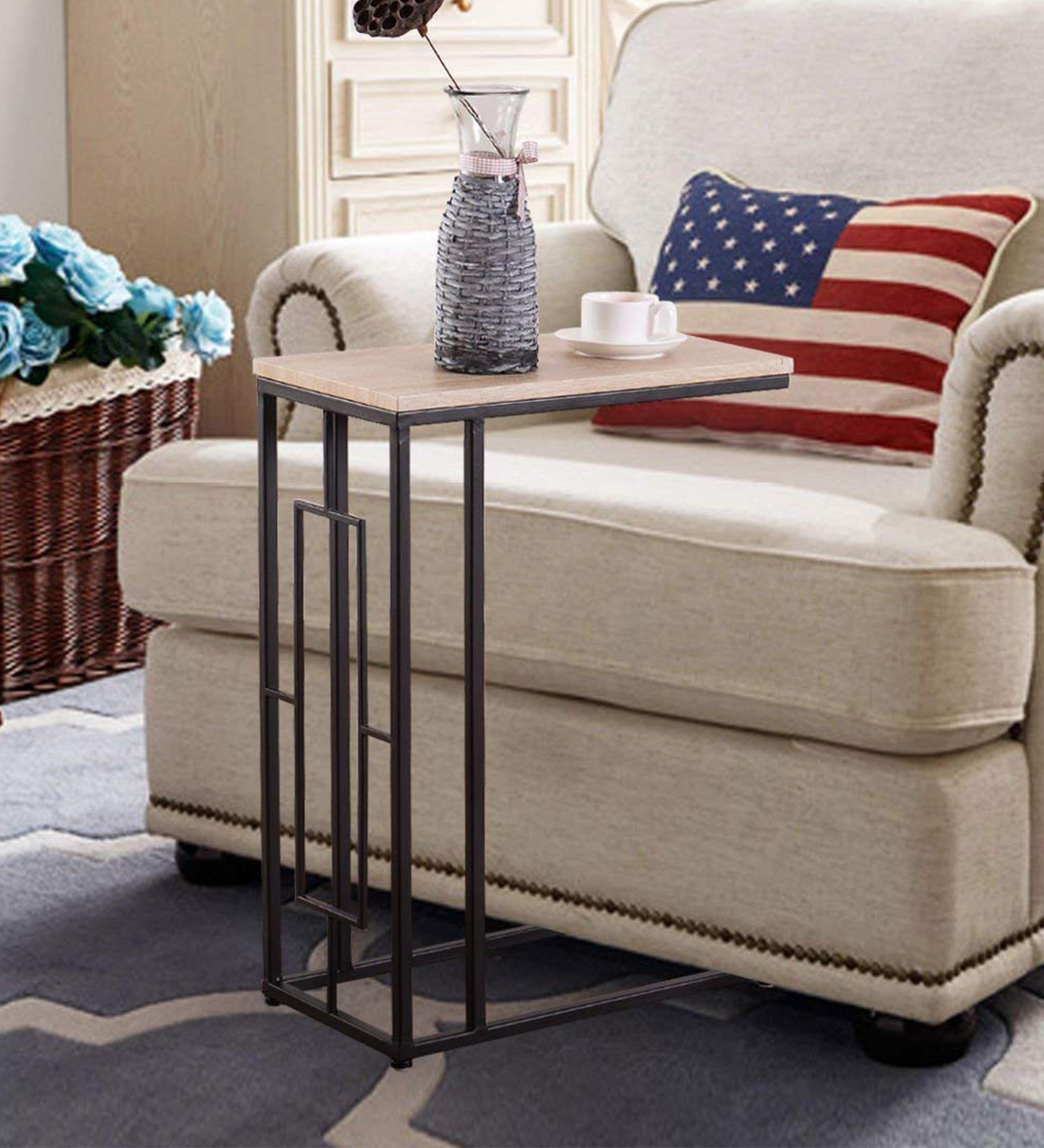 Chanter C Shape End Table in Moldua Acacia Colour