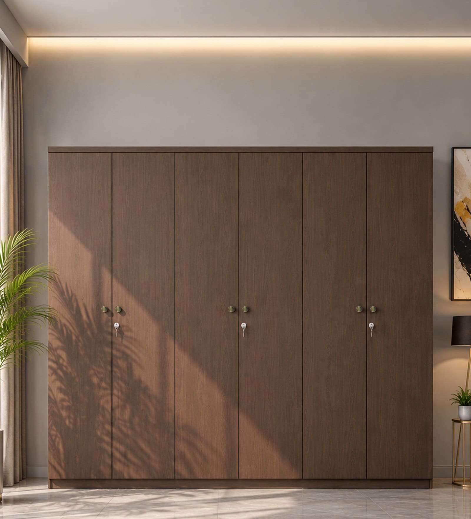 Nesta 6 Door Wardrobe In Vermonunt Finish With Locker & Drawer Nesta 6 Door Wardrobe In Vermonunt Finish With Locker & Drawer