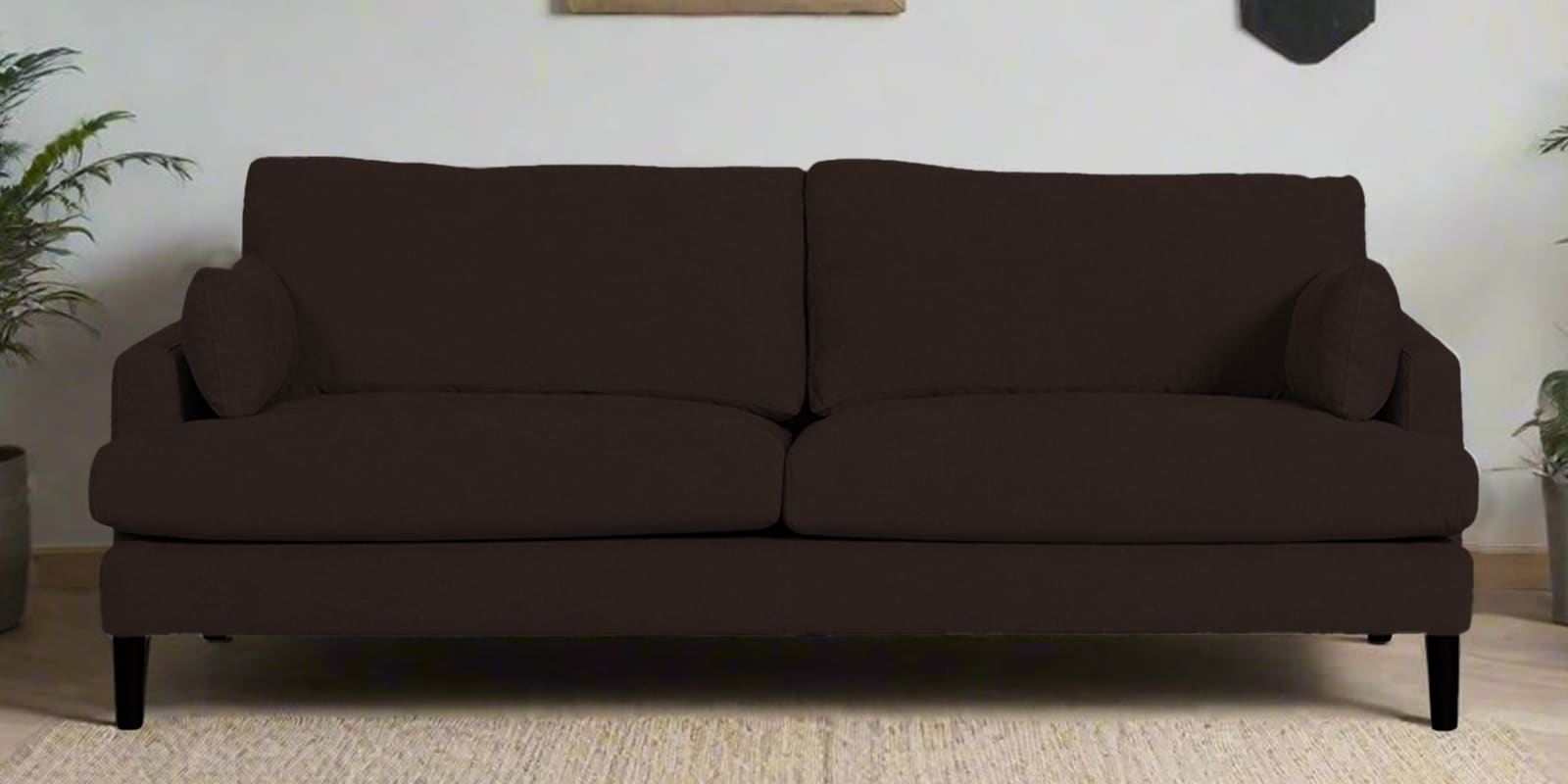 Kane Fabric 3 Seater Sofa In Chocolate Brown Colour