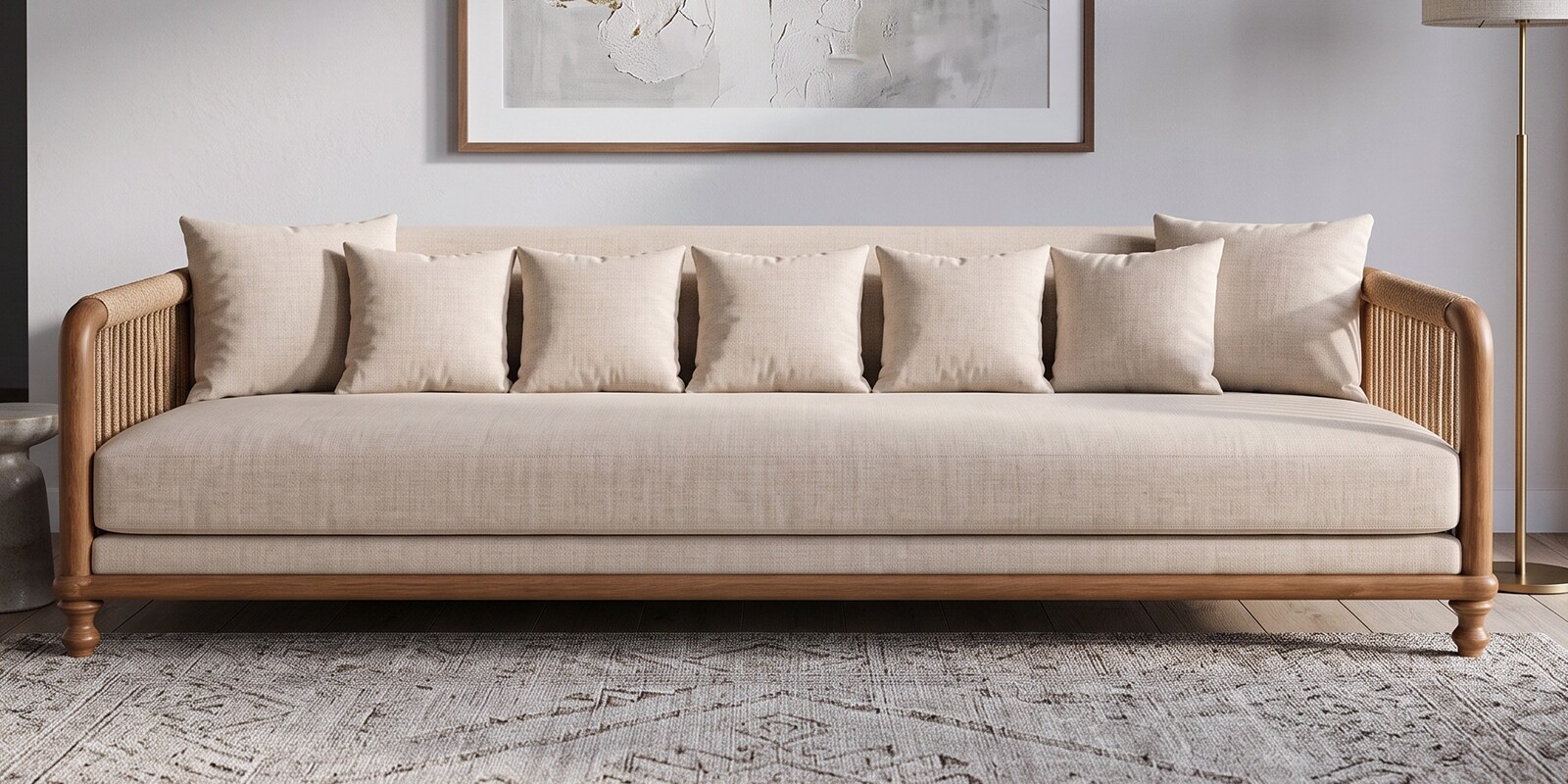 Kanso 3 Seater Sofa In Walnut Cane Finish