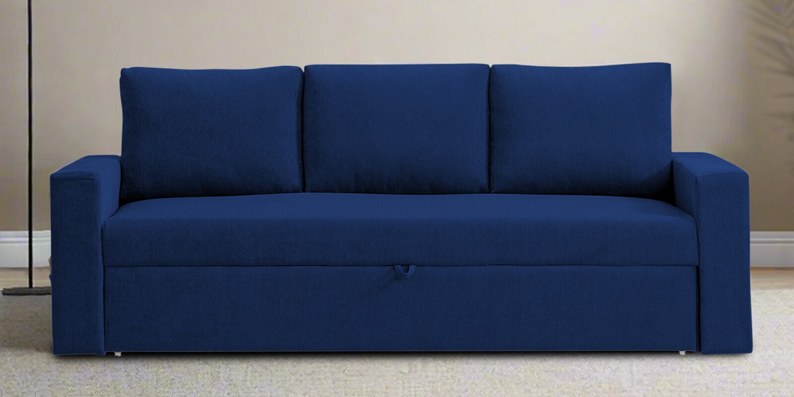 Kara Fabric 3 Seater Pull Out Sofa Cum Bed In Royal Blue Colour