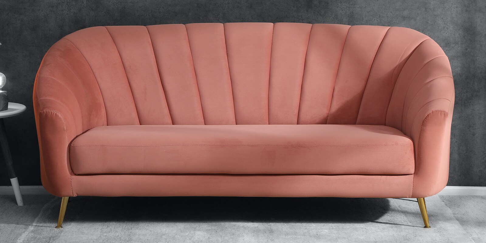 Buy Kaylee Velvet 3 Seater Sofa In Blush Pink Colour Online