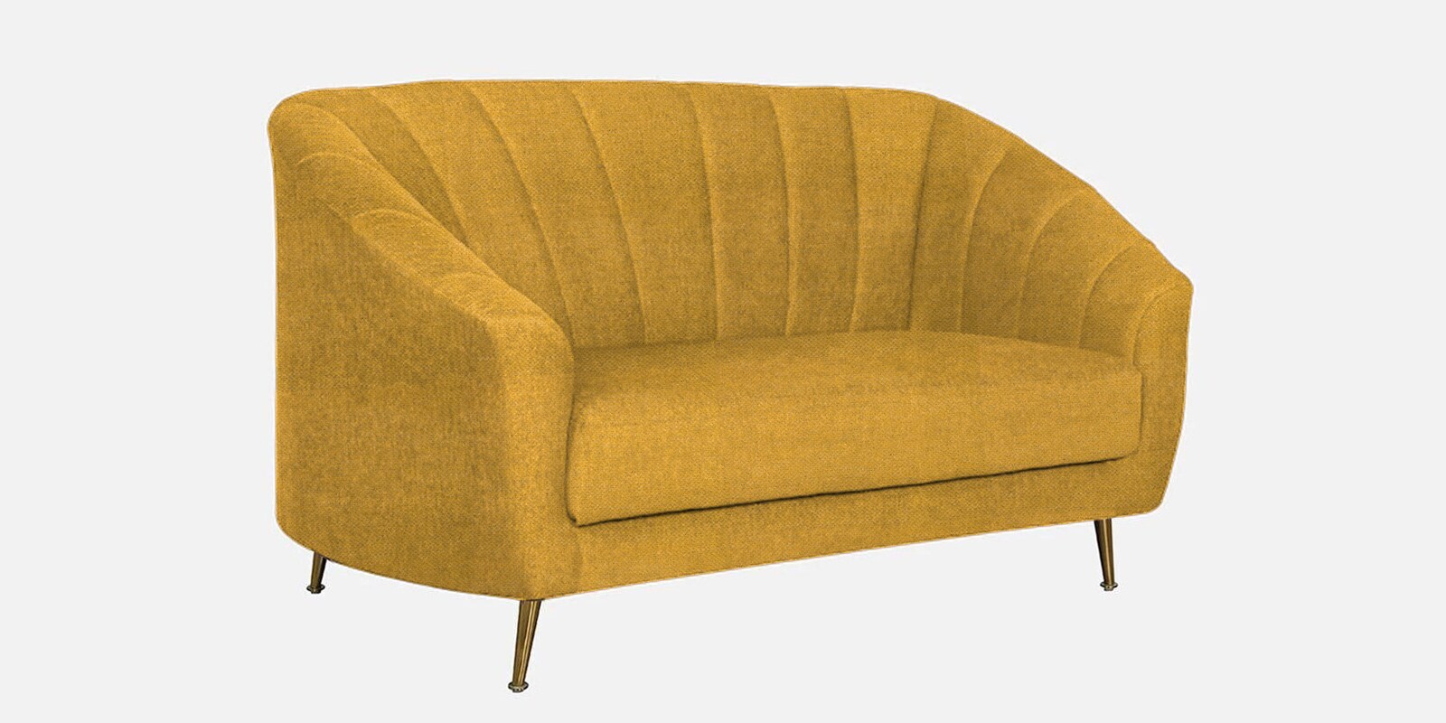 Kaylee Chenille Fabric 2 Seater Sofa In Camel Yellow Colour Kaylee Chenille Fabric 2 Seater Sofa In Camel Yellow Colour