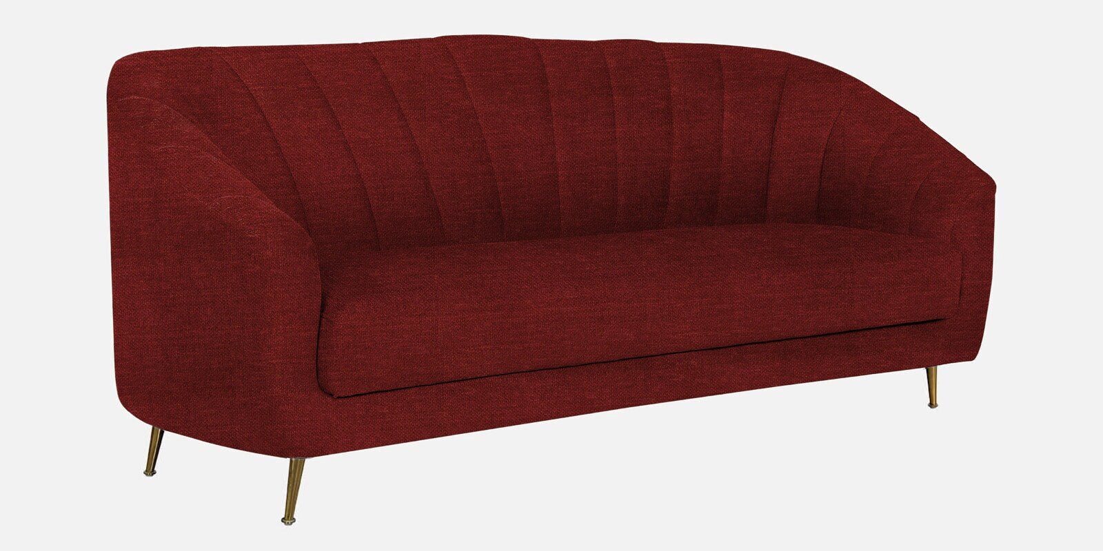 Kaylee Chenille Fabric 3 Seater Sofa In Garnet Red Colour