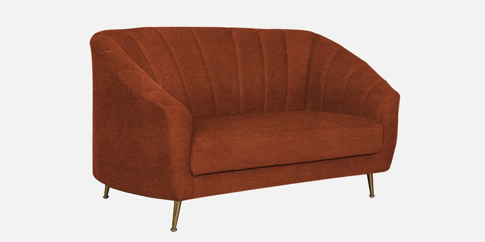 Kaylee Chenille Fabric 2 Seater Sofa In Orange Colour