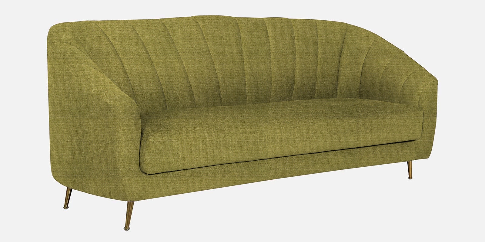 Kaylee Chenille Fabric 3 Seater Sofa In Olive Green Colour